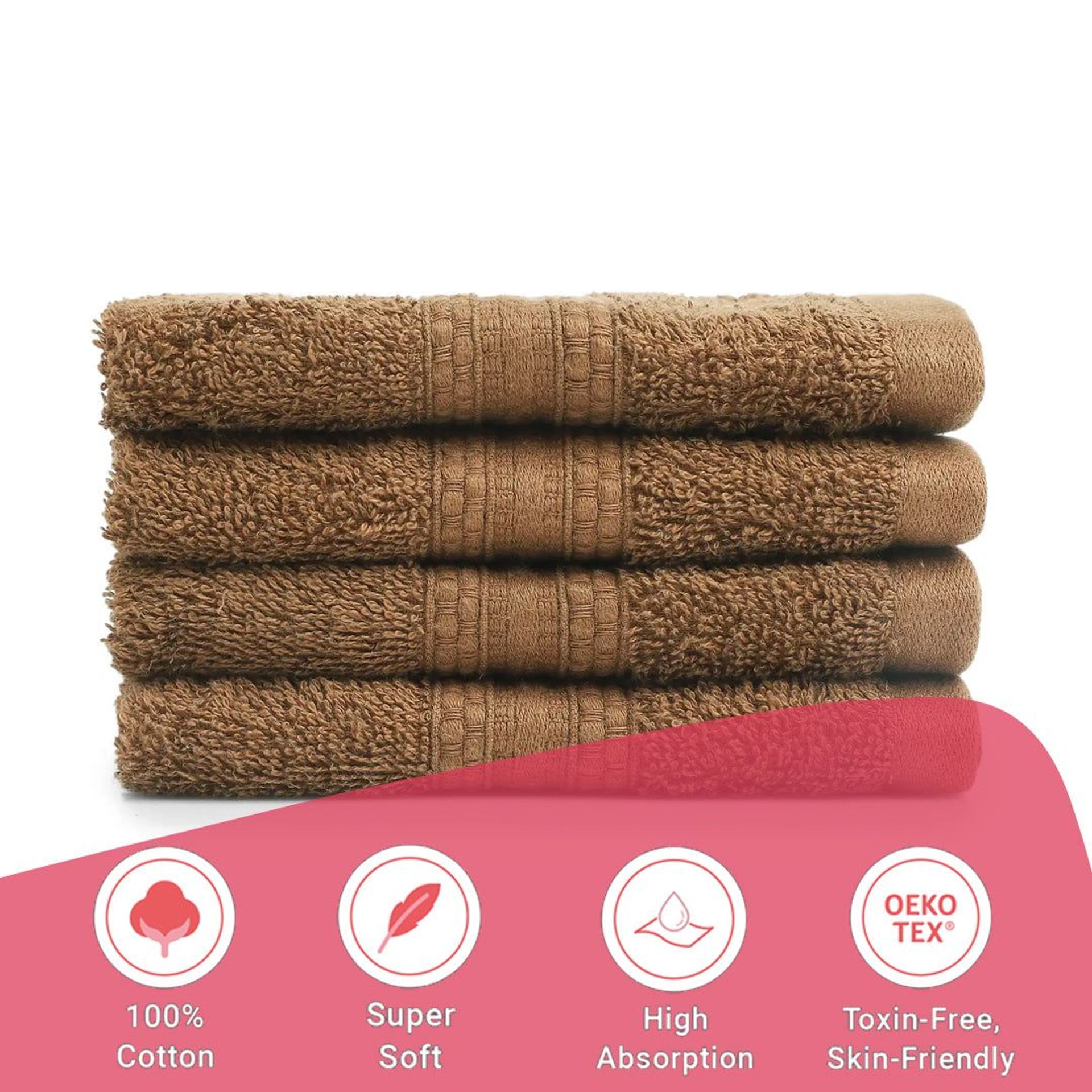 Solid Dyed 475 GSM 100% Cotton Chocolate Face Towel | Paleto