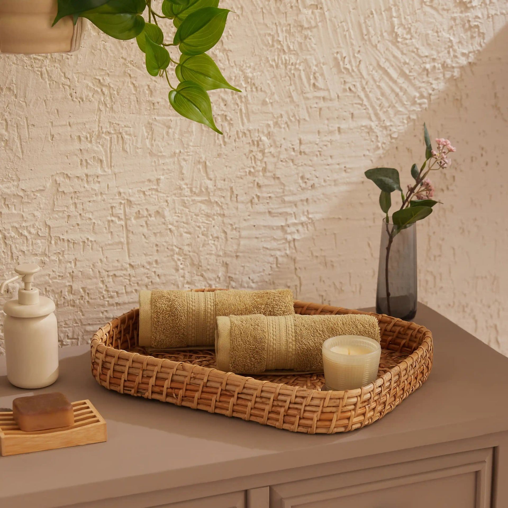 Solid Dyed 475 GSM 100% Cotton Beige Hand Towel | Paleto