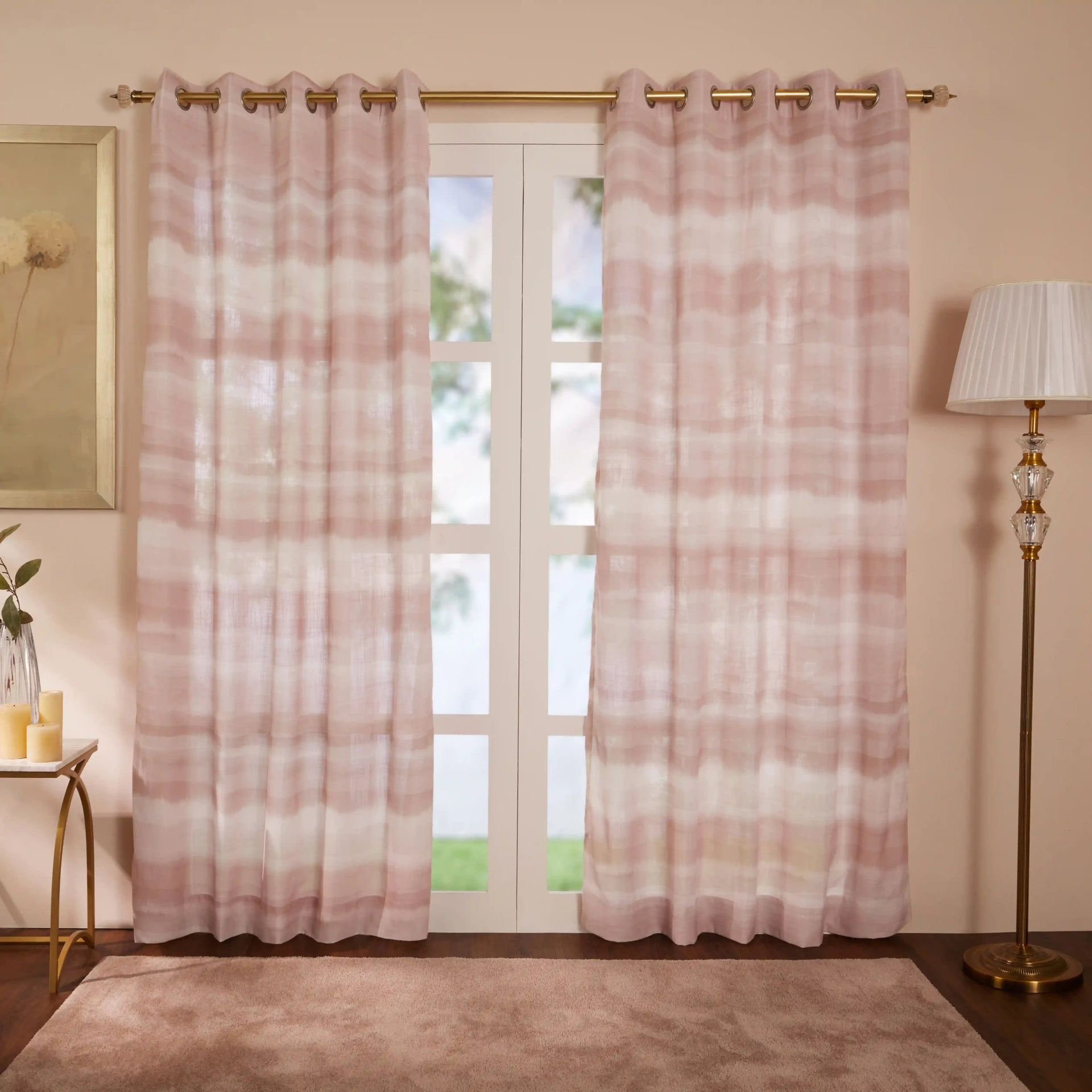 Sheer 100% Polyester Rosewine Set of 2 Long Door Curtains | Meriga