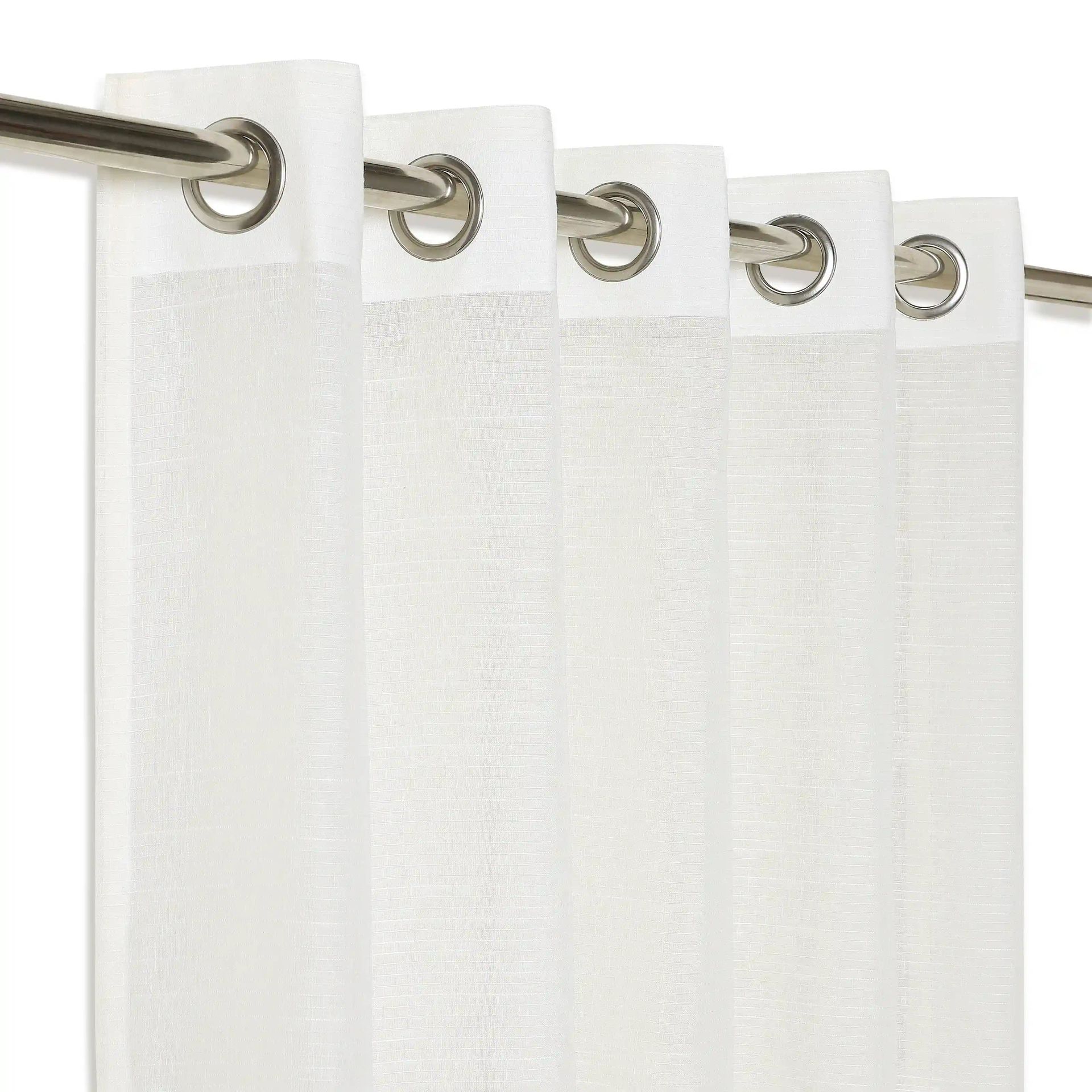 Sheer Polyester Cotton Linen blend Snow Set of 2 Door Curtains | Velina
