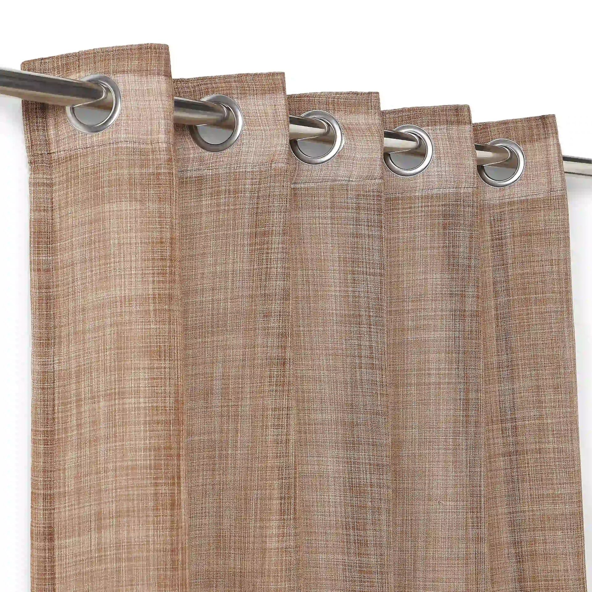 Sheer Polyester Cotton blend Espresso Set of 2 Window Curtains | Velina