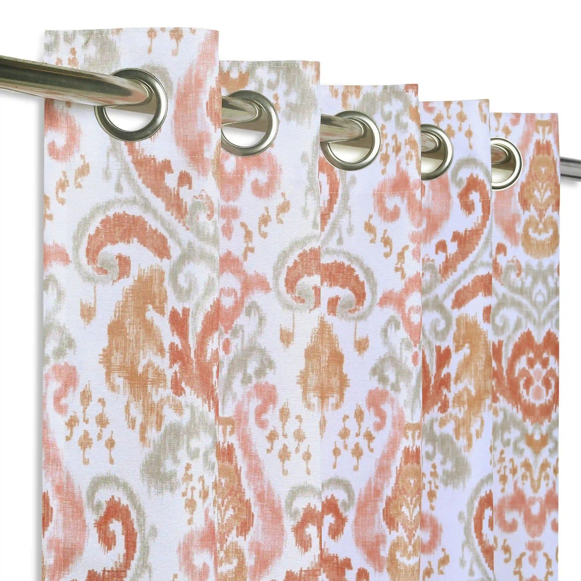 Indian Heritage 100% Polyester Sunset Coral Set of 2 Window Curtains | Chippa Lane