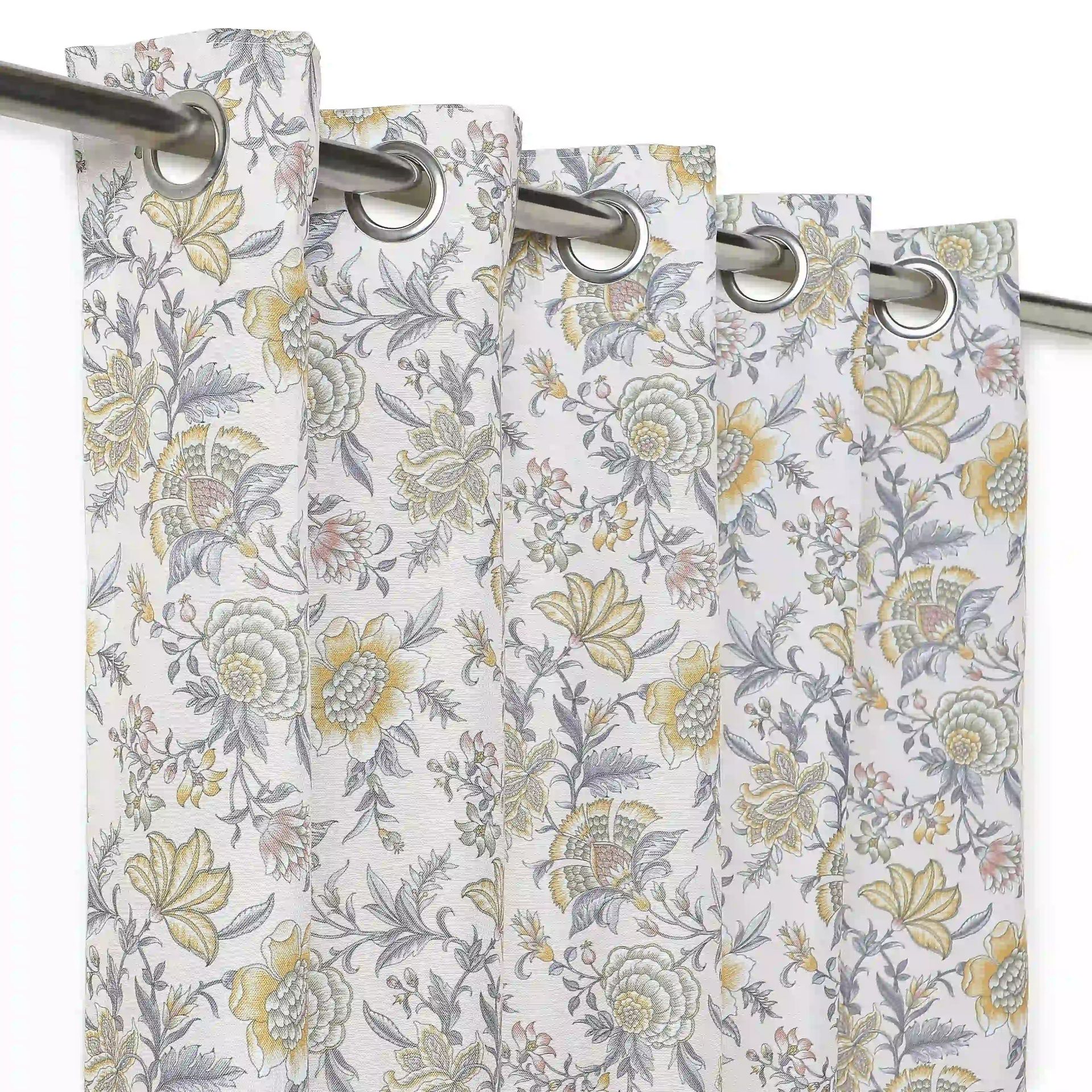 Indian Heritage 100% Polyester Mustard Set of 2 Window Curtains | Chippa Lane