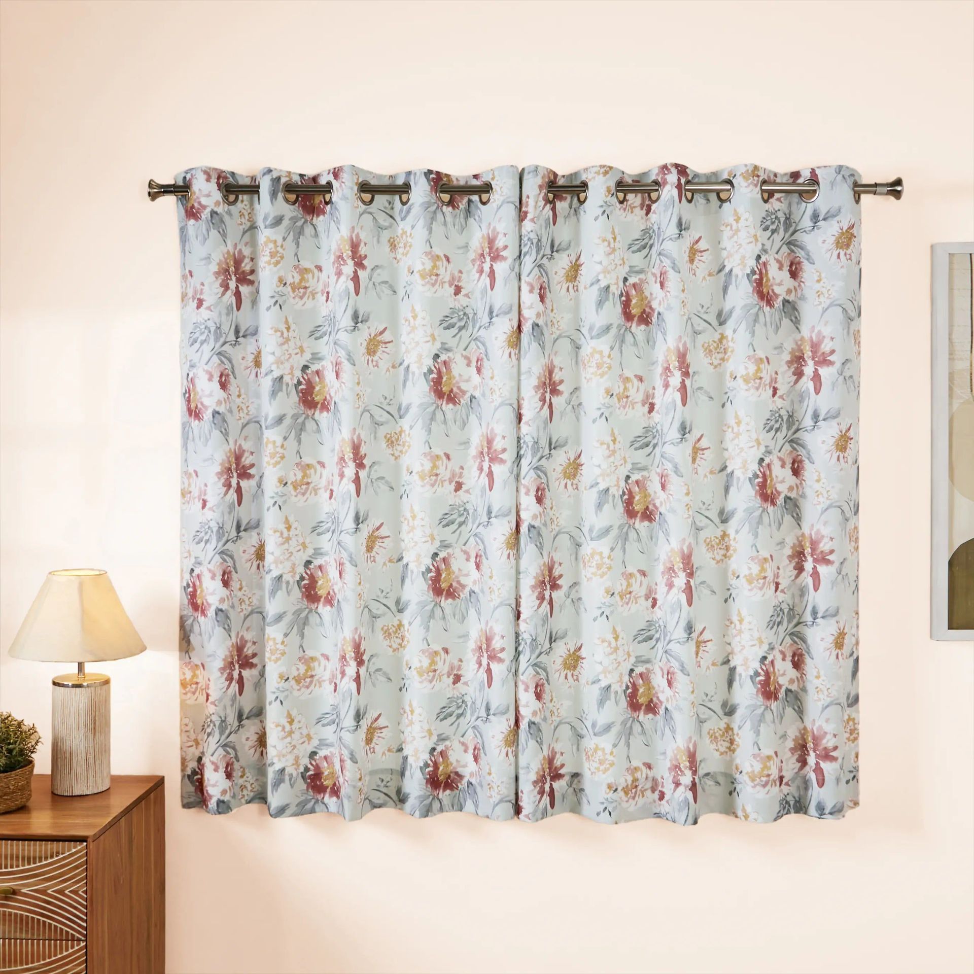 Floral 100% Polyester Steel Set of 2 Window Curtains | Chippa Lane