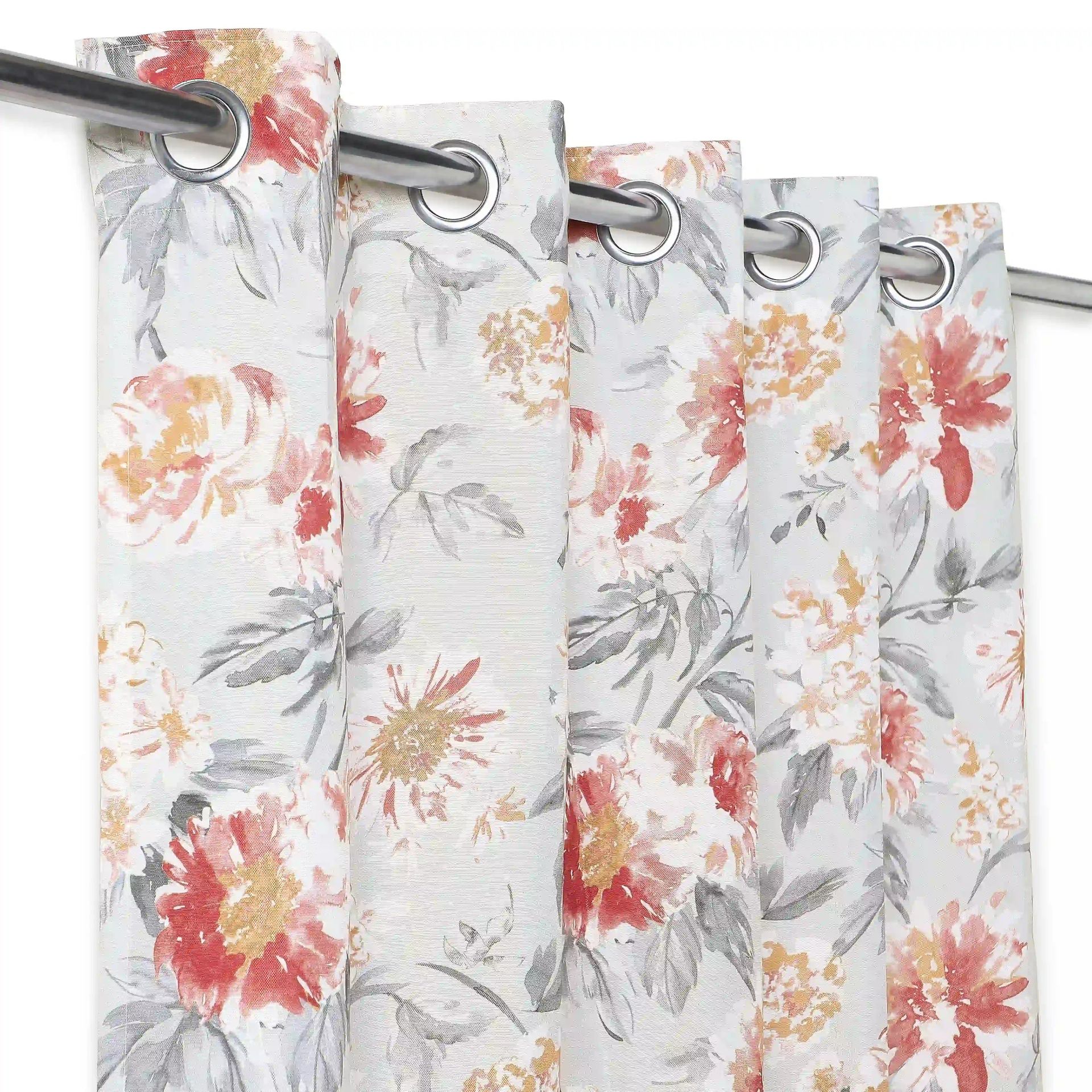 Floral 100% Polyester Steel Set of 2 Door Curtains | Chippa Lane