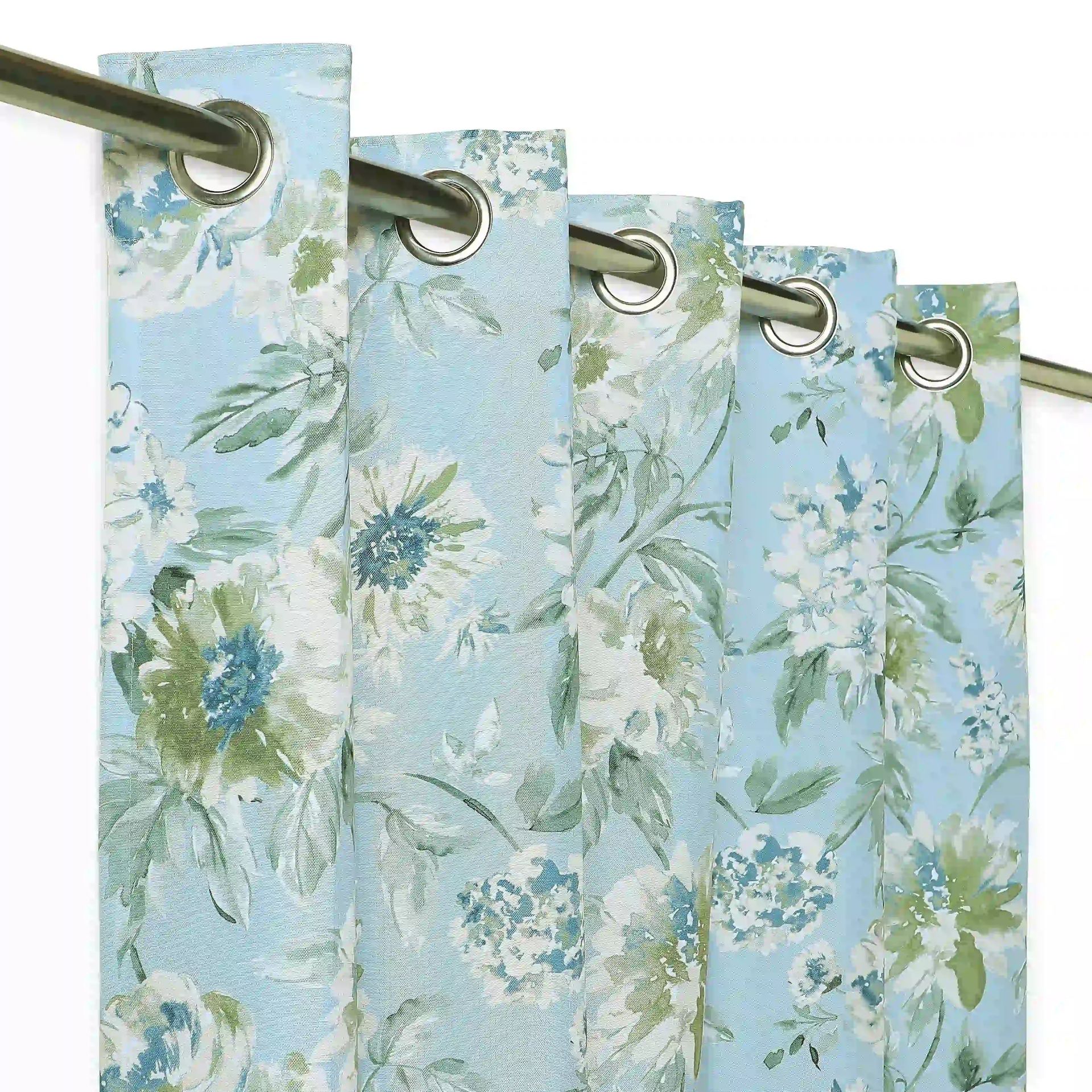 Floral 100% Polyester Floral Ocean Set of 2 Long Door Curtains | Chippa Lane