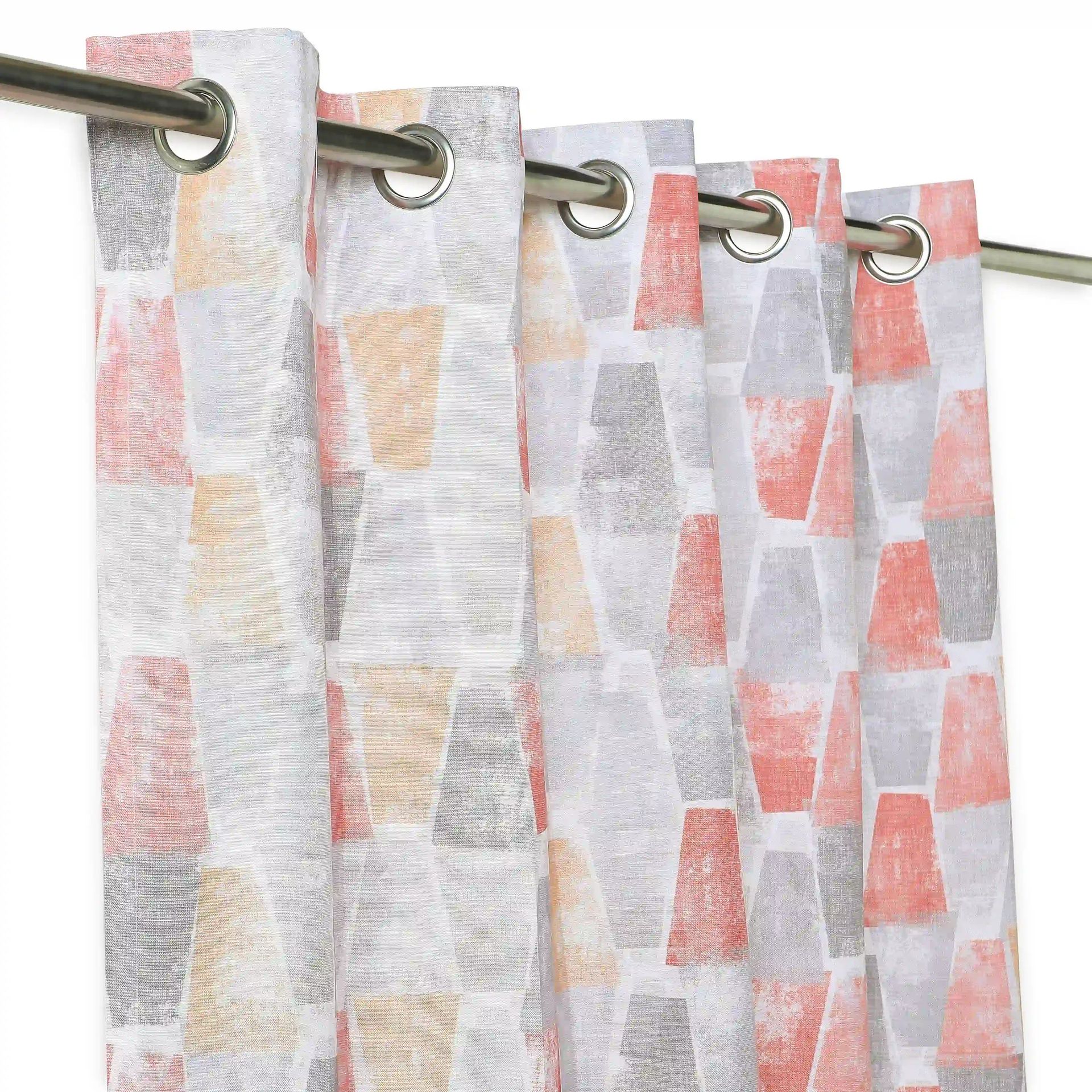 Geometric 100% Polyester Ash Grey Set of 2 Window Curtains | Chippa Lane