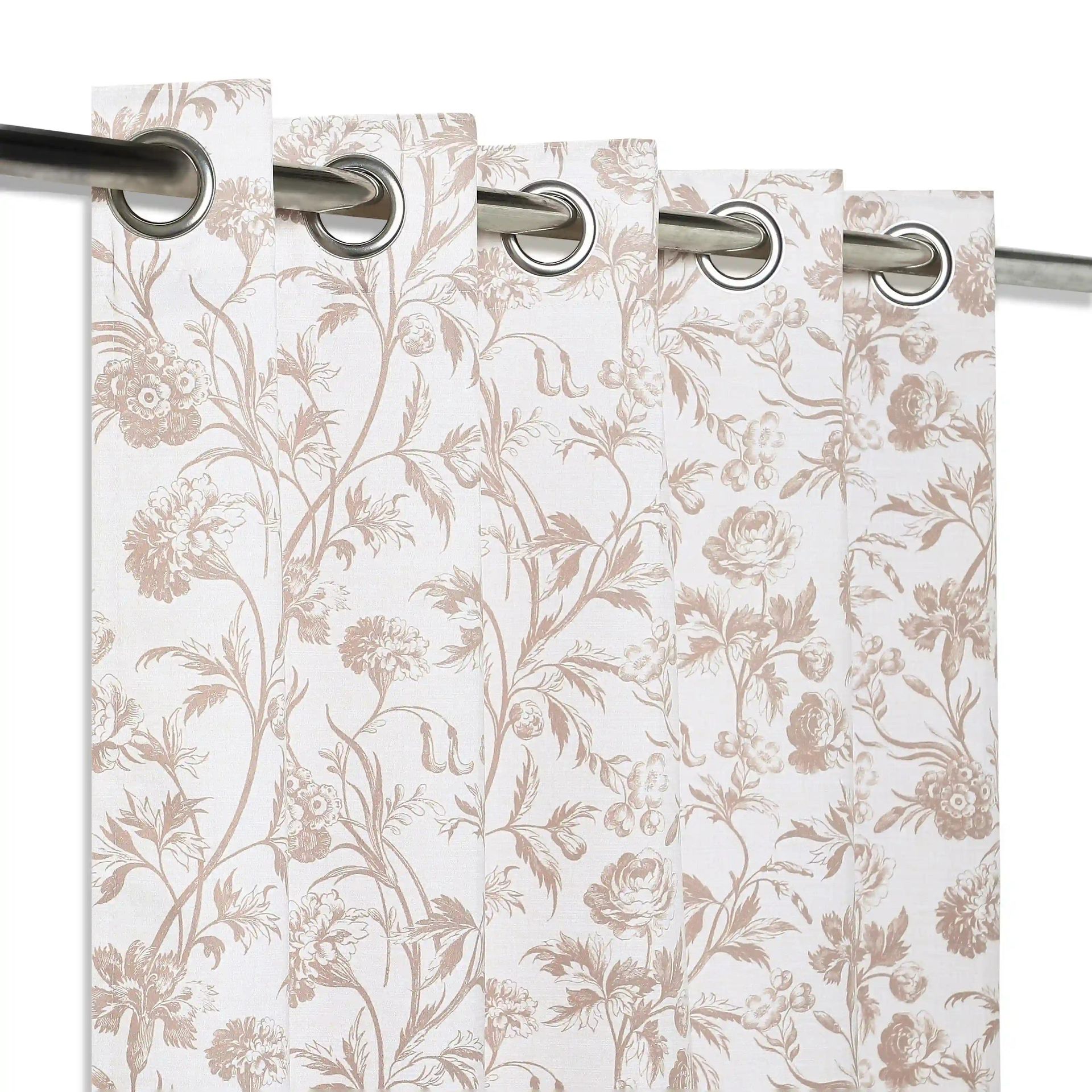 Floral 100% Polyester Walnut Set of 2 Window Curtains | Bloomshire Classic