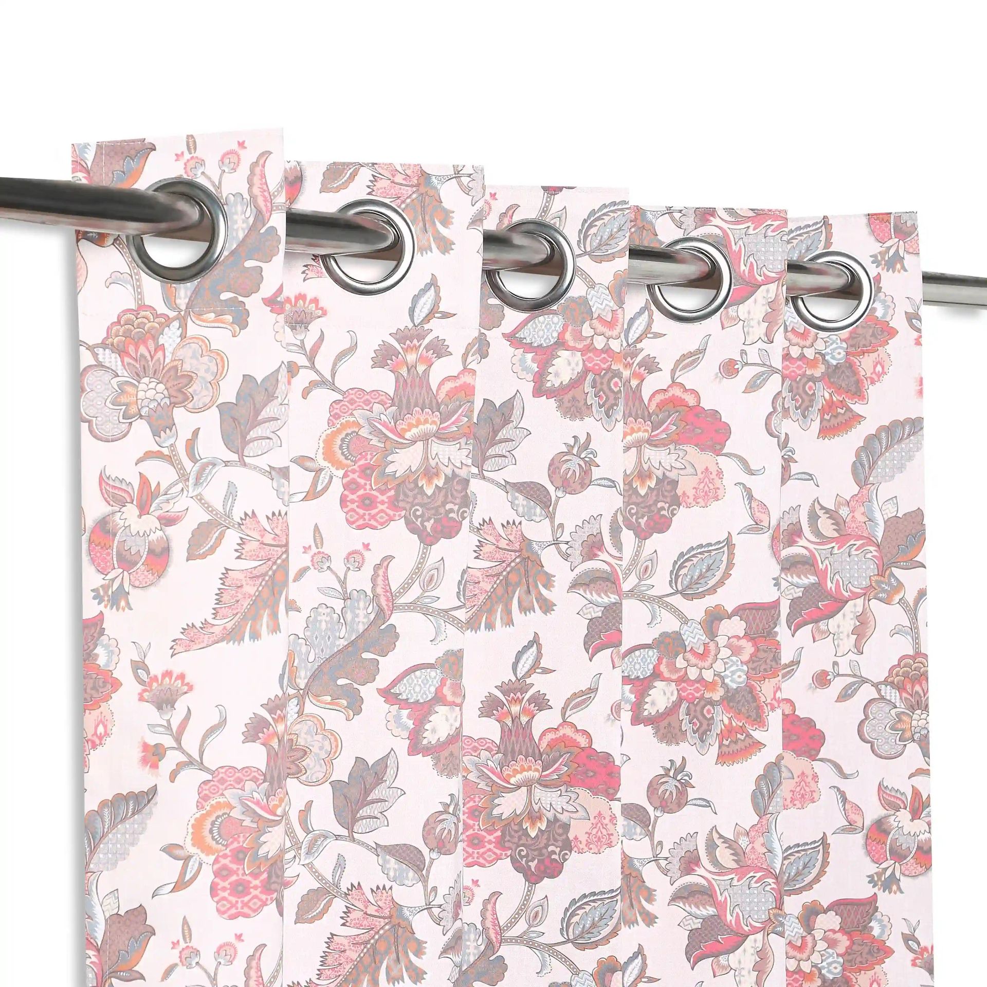 Floral 100% Polyester Salmon Set of 2 Window Curtains | Bloomshire Classic