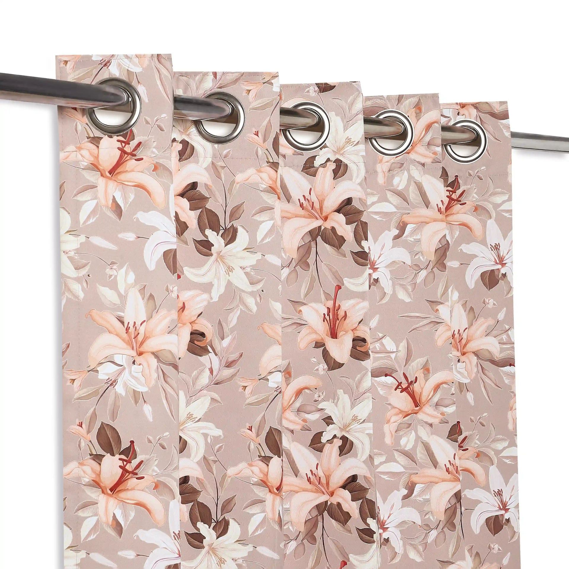 Floral 100% Polyester Coral Set of 2 Door Curtains | Bloomshire Classic