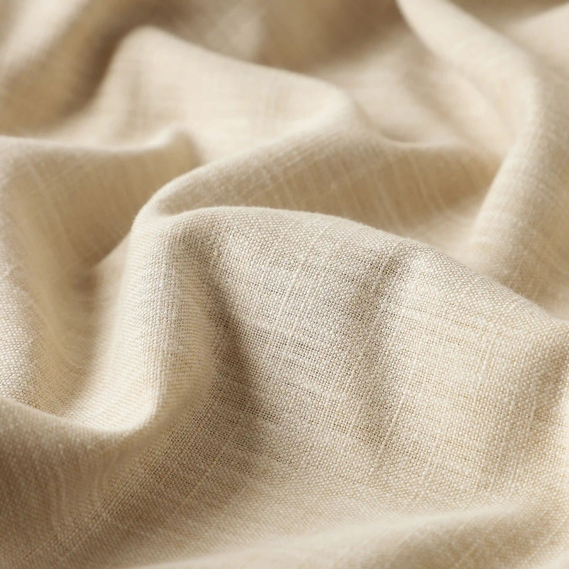 Solid Dyed Polyester Cotton blend Biscotti Set of 2 Window Curtains | Paleto