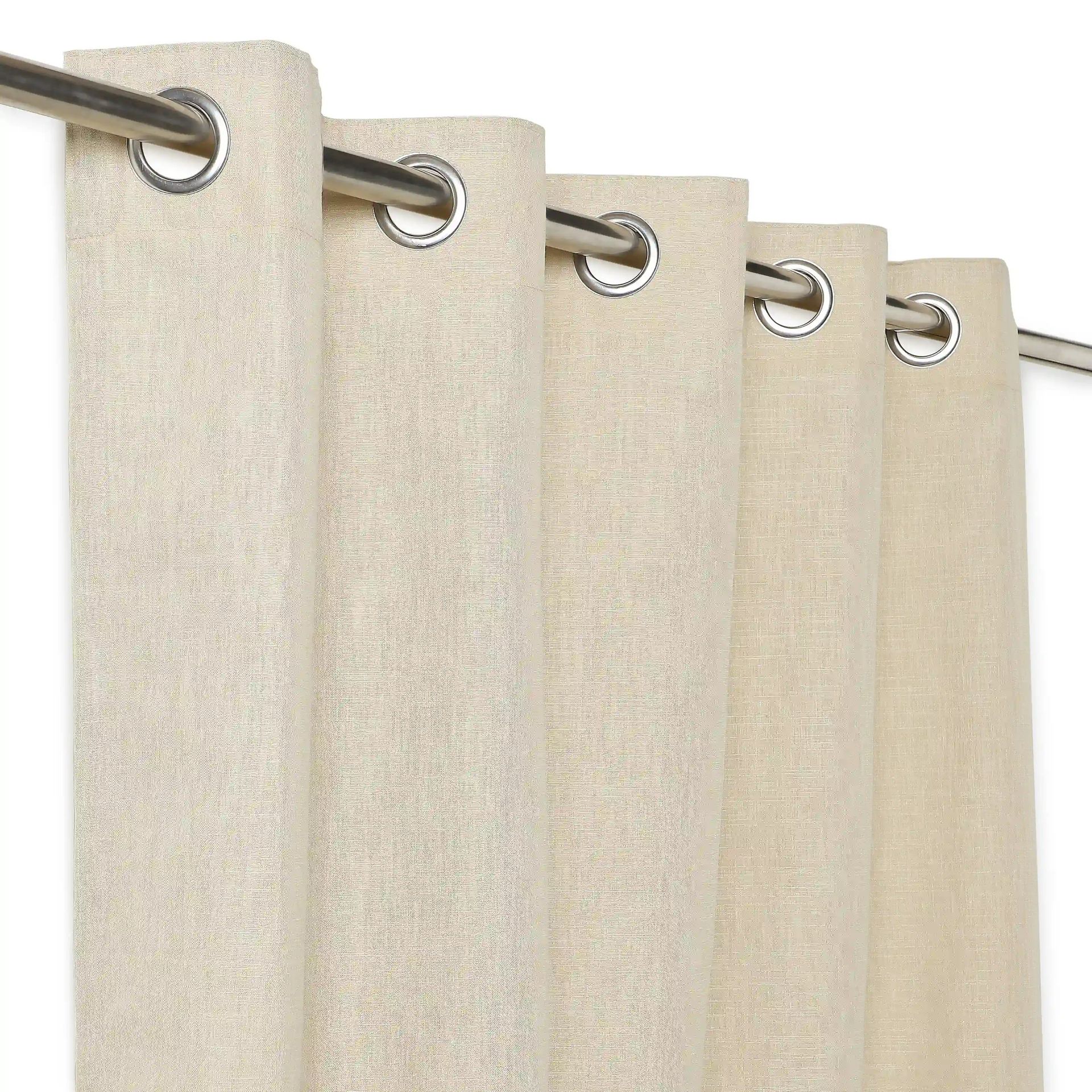 Solid Dyed Polyester Cotton blend Biscotti Set of 2 Window Curtains | Paleto