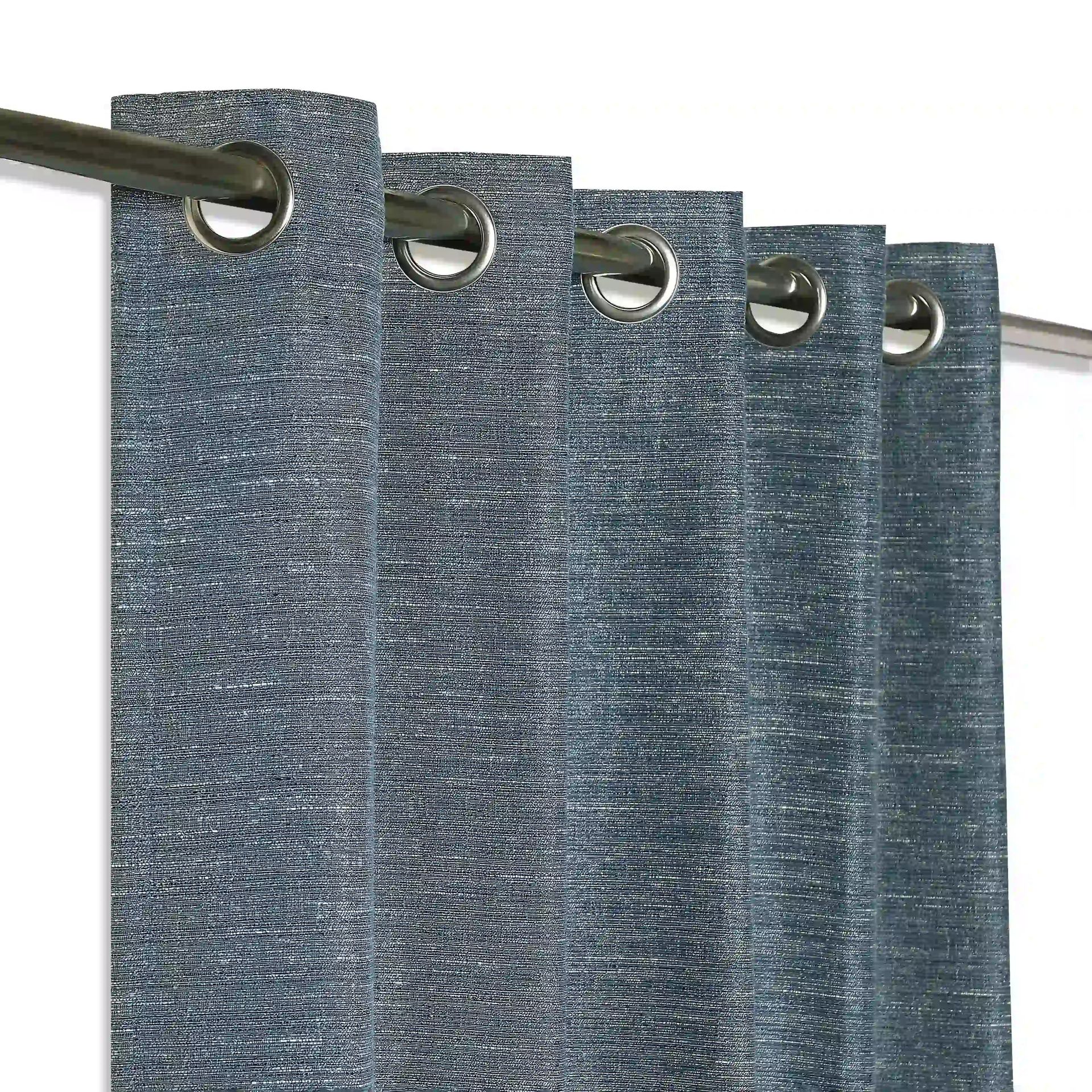 Solid Dyed Polyester Cotton blend Indigo Set of 2 Window Curtains | Paleto