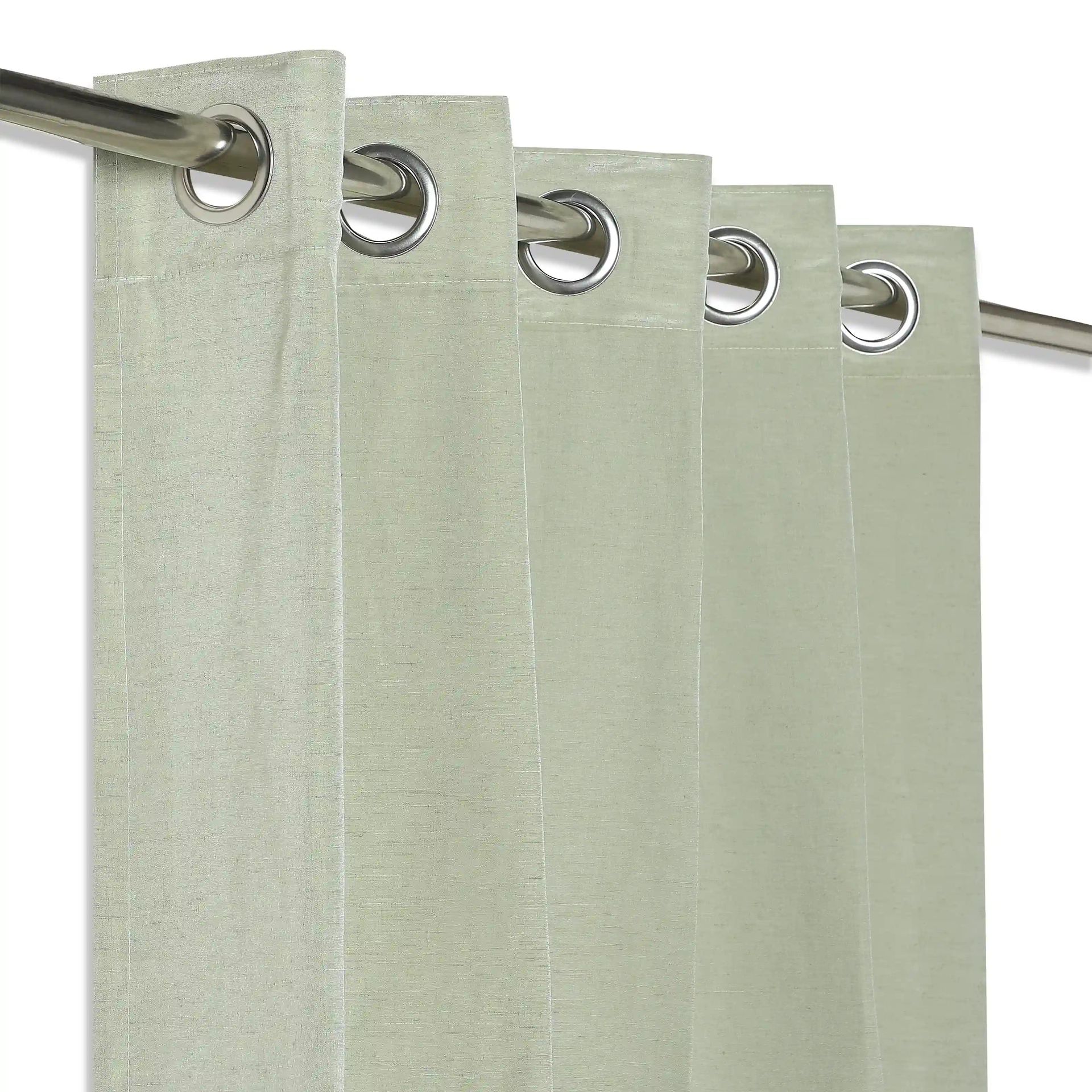 Solid Dyed Linen Cotton Polyester blend Green Tea Set of 2 Window Curtains | Paleto