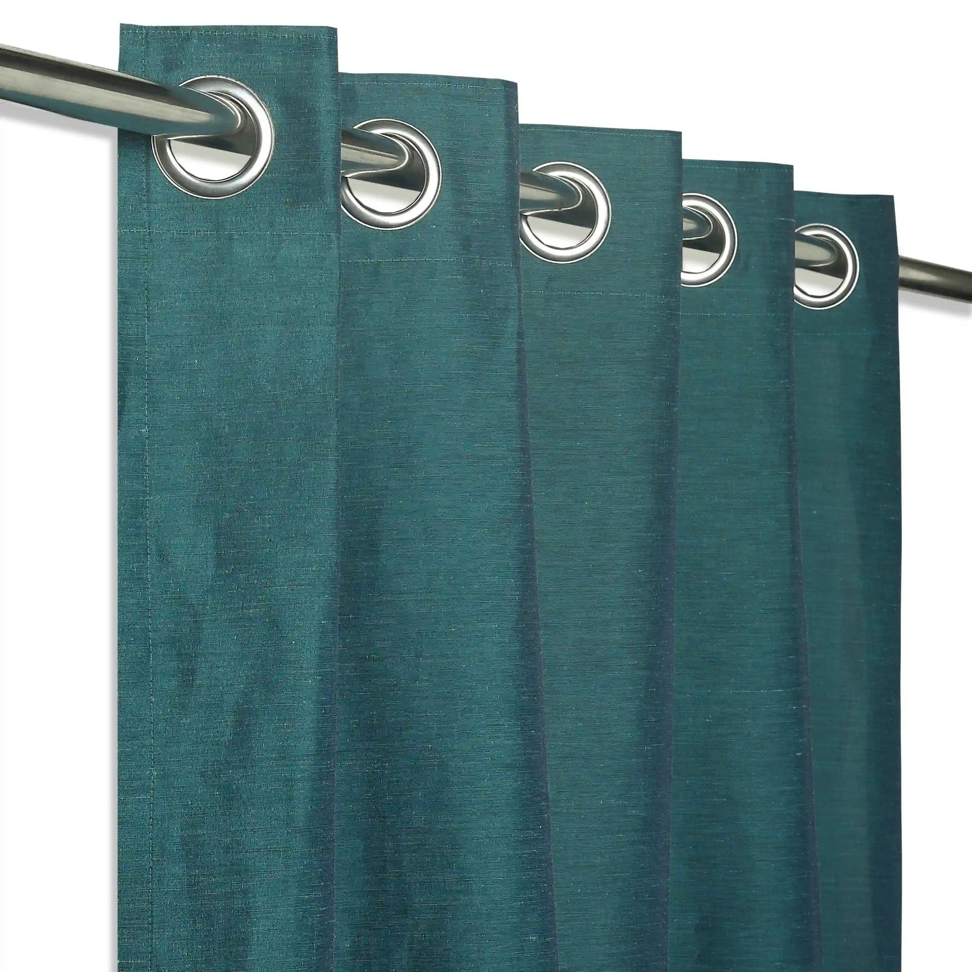 Solid Dyed Linen Cotton Polyester blend Deepsea Set of 2 Window Curtains | Paleto