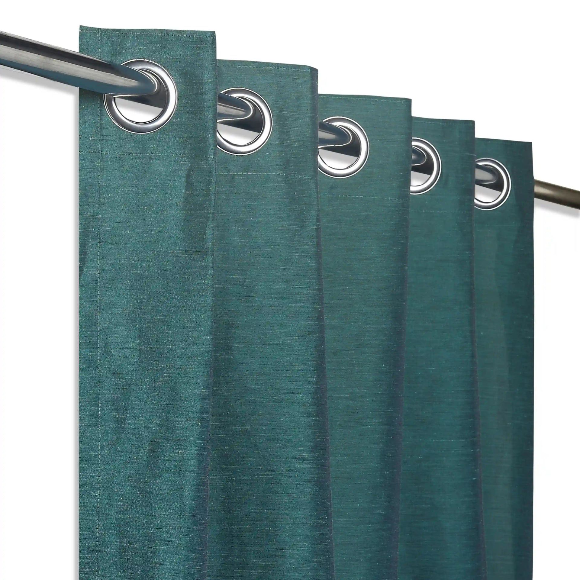 Solid Dyed Linen Cotton Polyester blend Deepsea Set of 2 Door Curtains | Paleto
