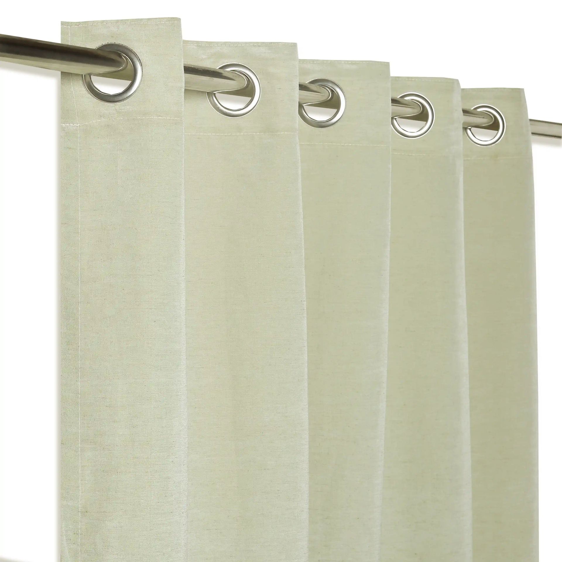 Solid Dyed Polyester Linen Cotton blend Green Tea Set of 2 Long Door Curtains | Paleto