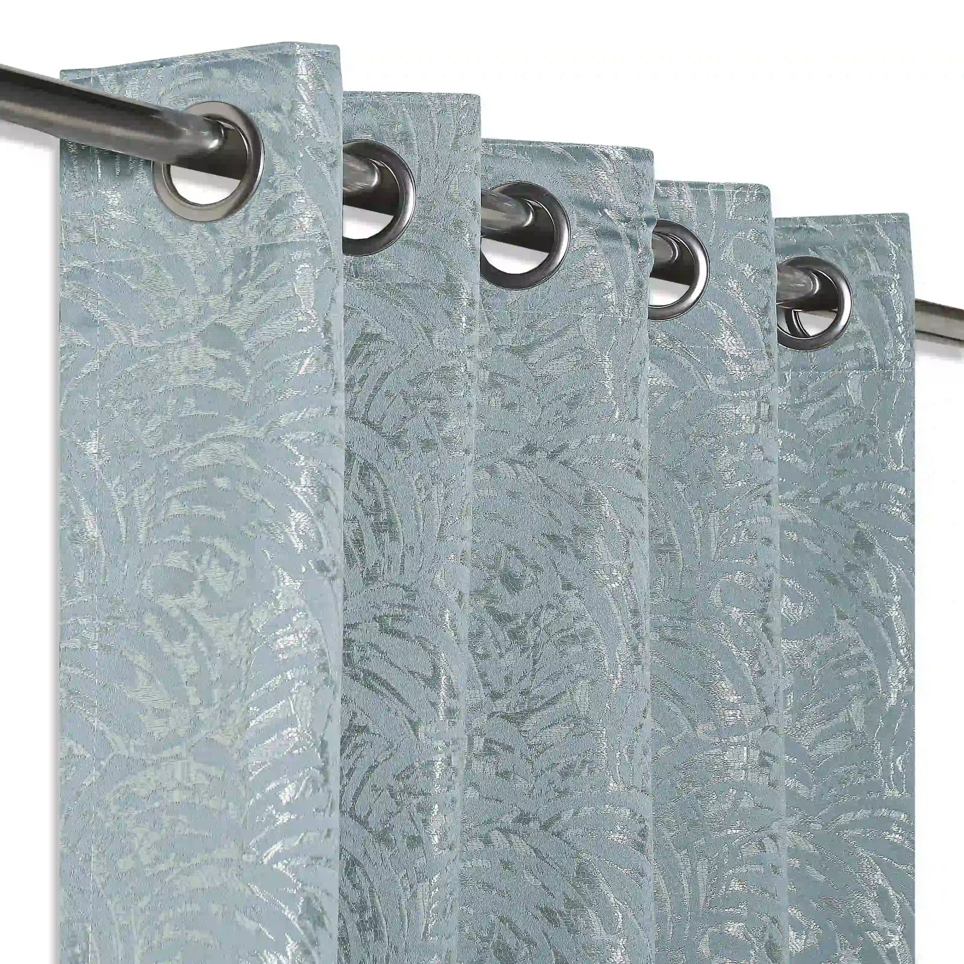 Jacquard Polyester Cotton blend Blue Dust Set of 2 Window Curtains | De Jacquard Luxe