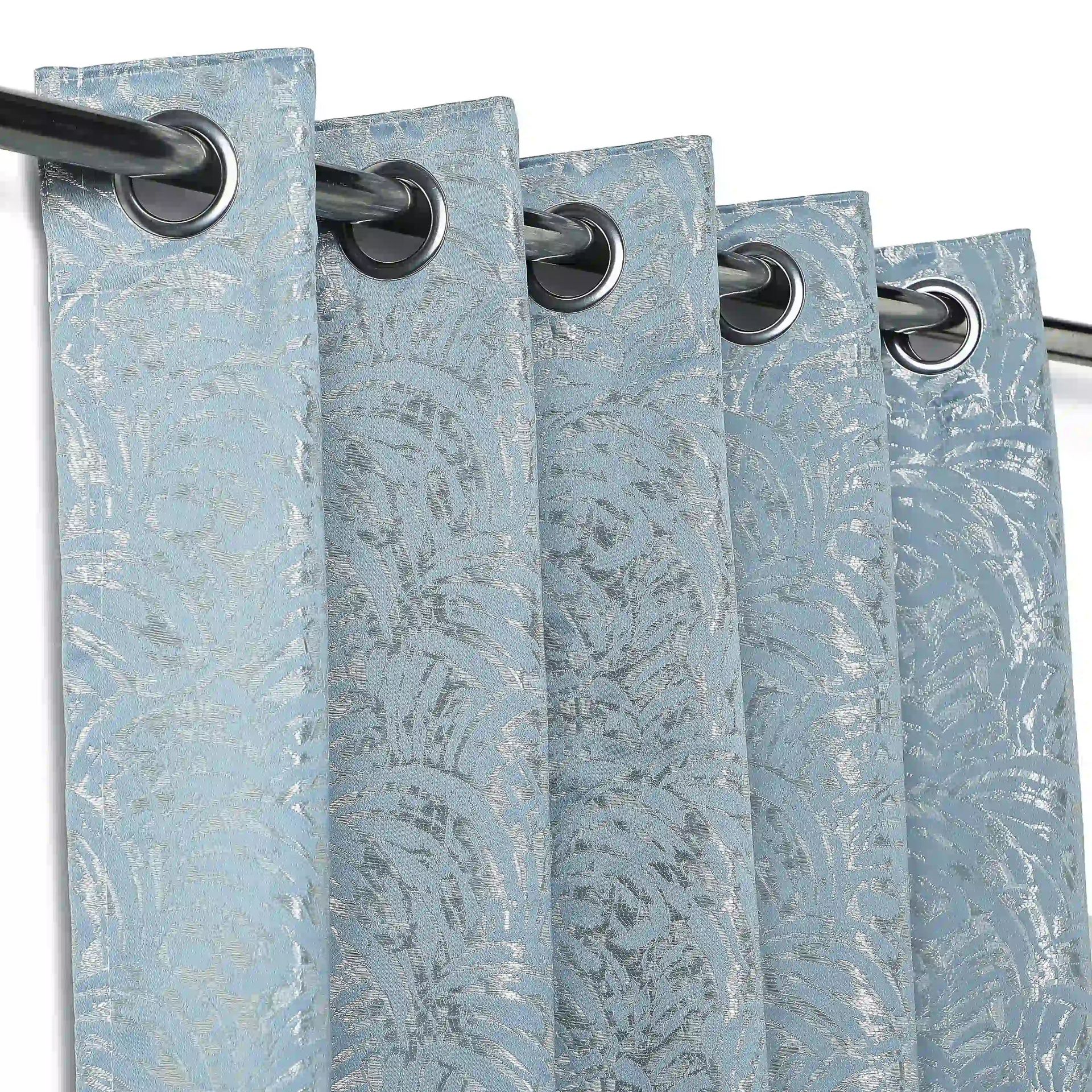 Jacquard Polyester Cotton blend Blue Dust Set of 2 Door Curtains | De Jacquard Luxe