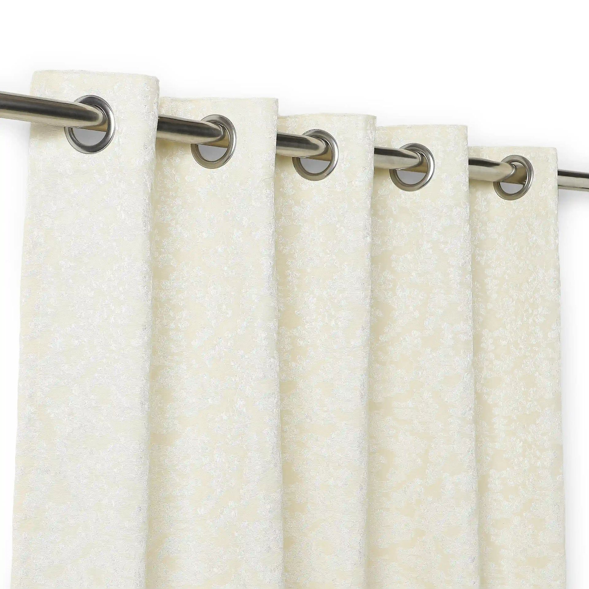 Jacquard Polyester Cotton blend Ivory Set of 2 Window Curtains | De Jacquard Luxe