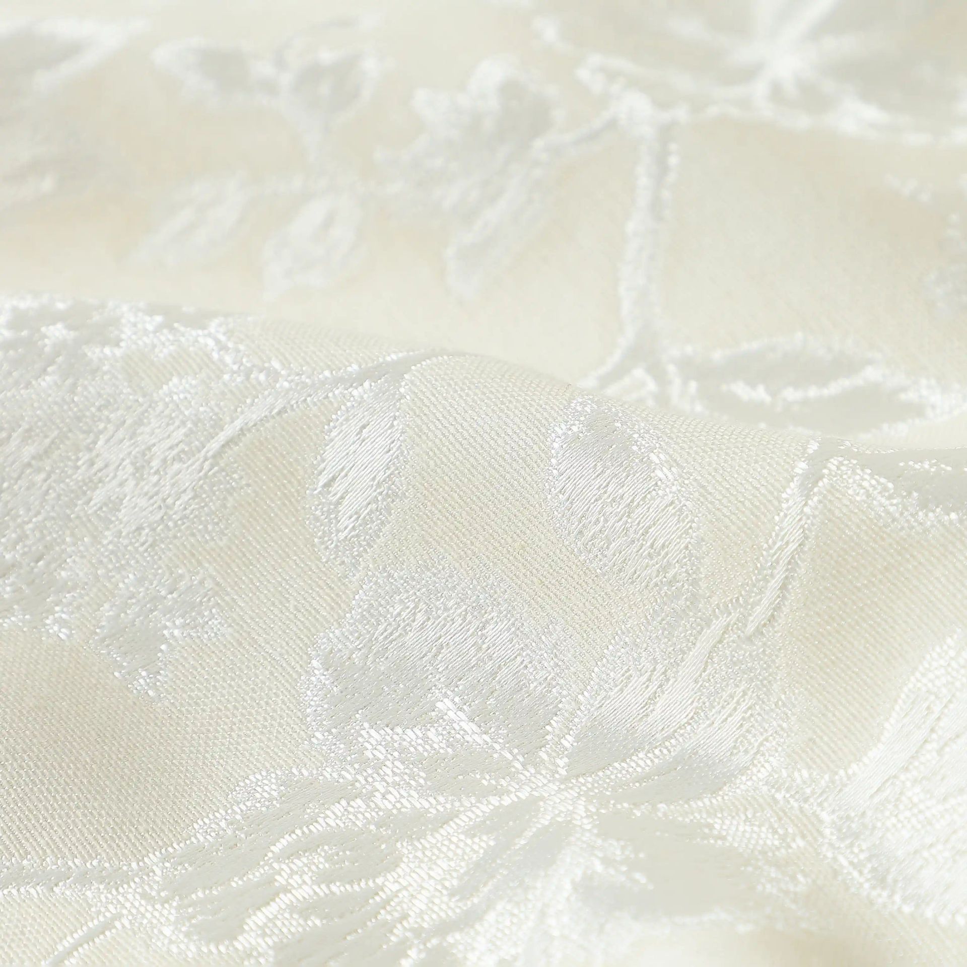 Jacquard Polyester Cotton blend Moonlit Sand Set of 2 Window Curtains | De Jacquard Luxe