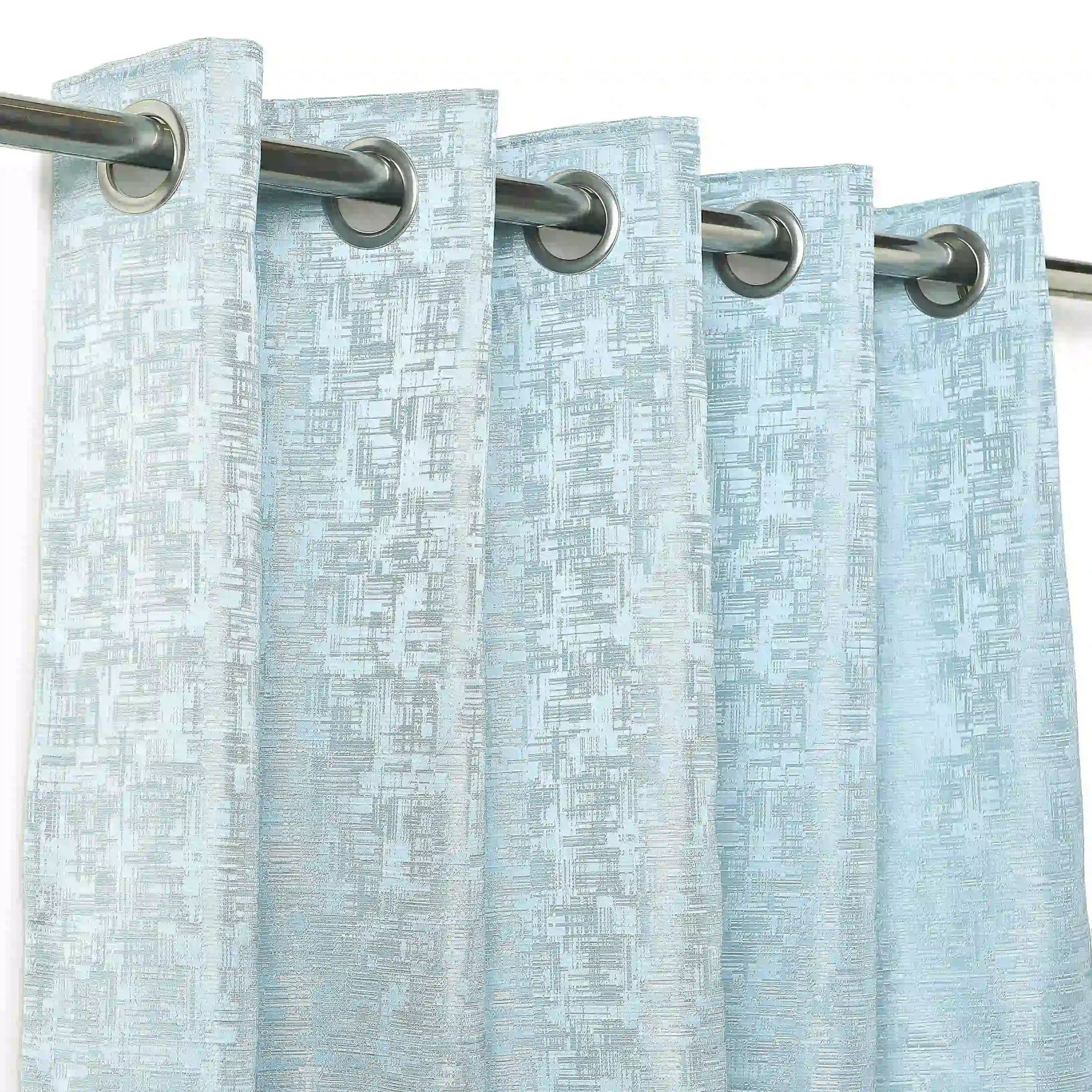 Jacquard Polyester Cotton blend Ocean Haze Set of 2 Window Curtains | De Jacquard Classic