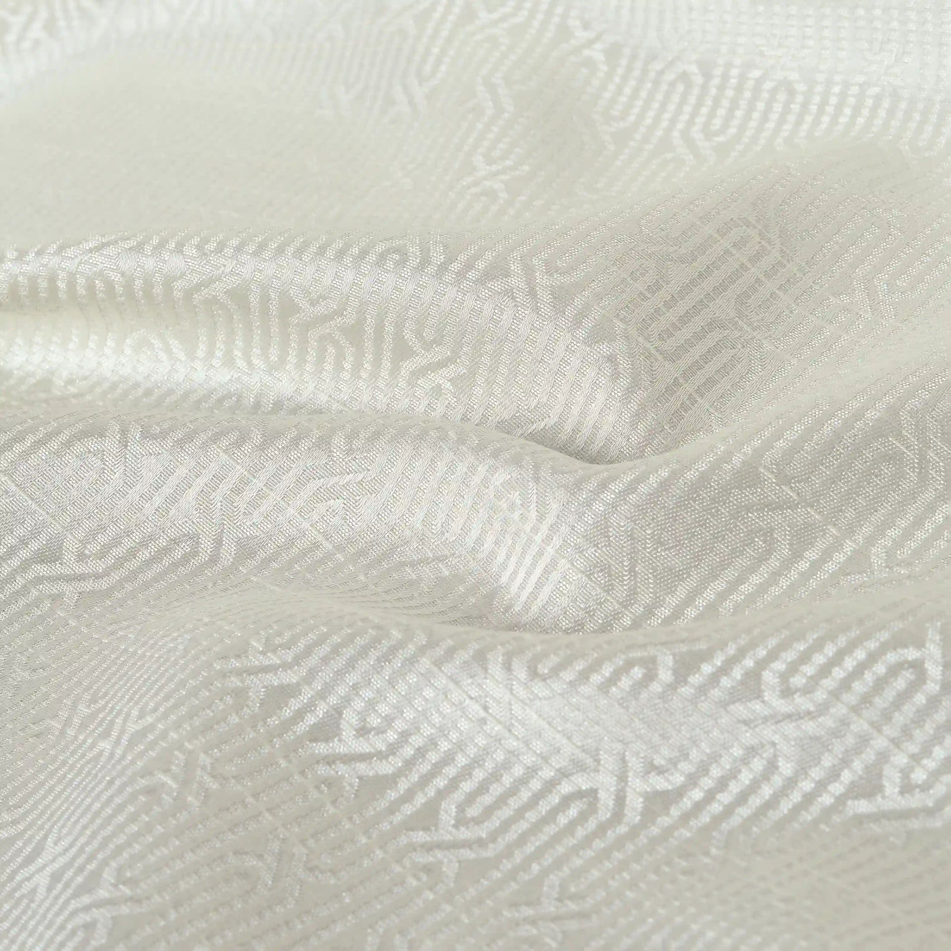 Jacquard Polyester Cotton blend Snow Set of 2 Window Curtains | De Jacquard Classic