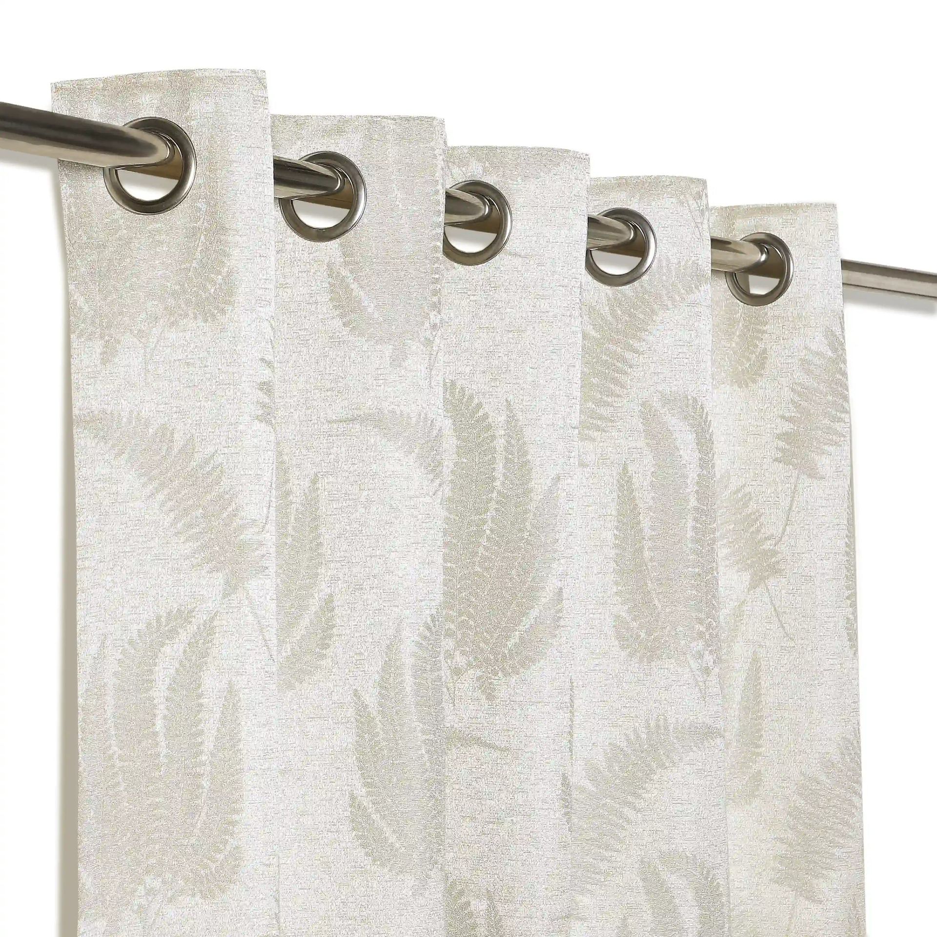Jacquard Polyester Cotton blend Soft Fawn Set of 2 Window Curtains | De Jacquard Classic
