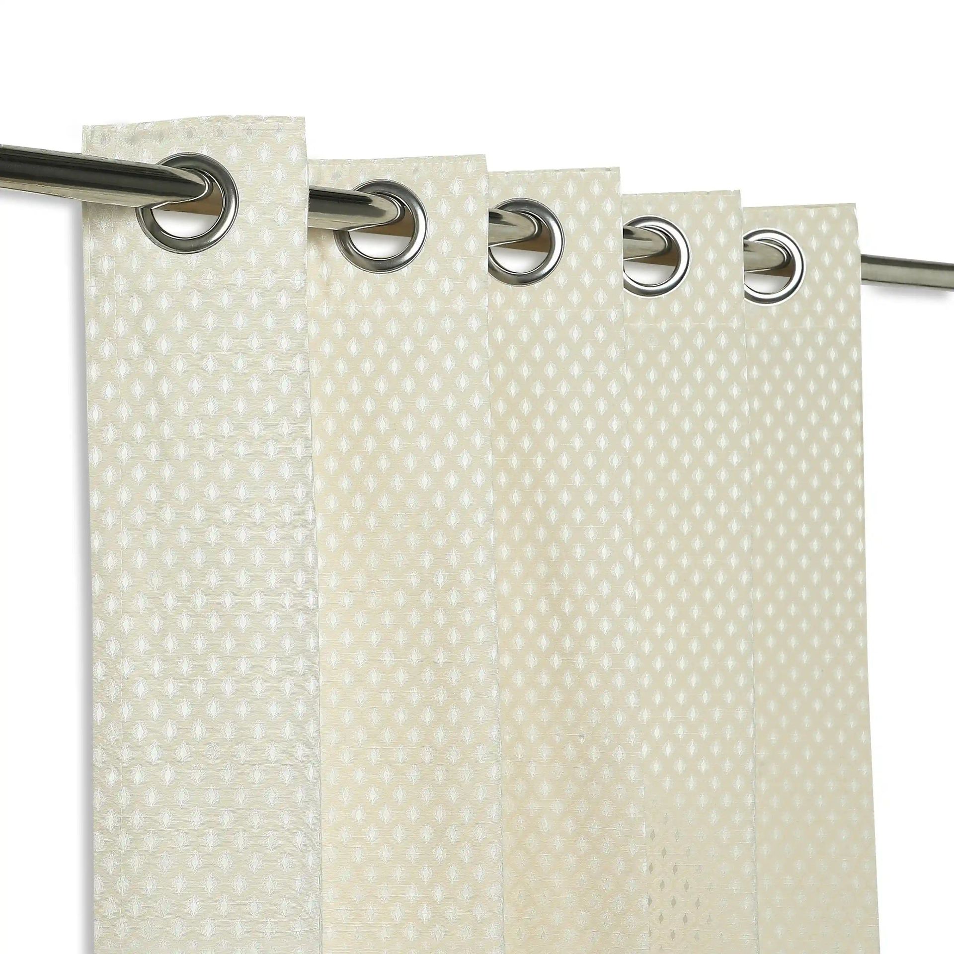 Jacquard Polyester Cotton blend Creamy Dune Set of 2 Window Curtains | De Jacquard Classic