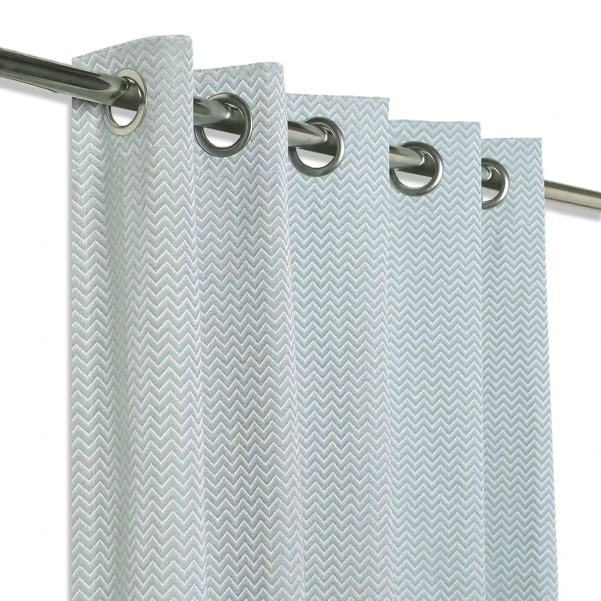 Jacquard Polyester Cotton blend Blue Dust Set of 2 Window Curtains | De Jacquard Classic
