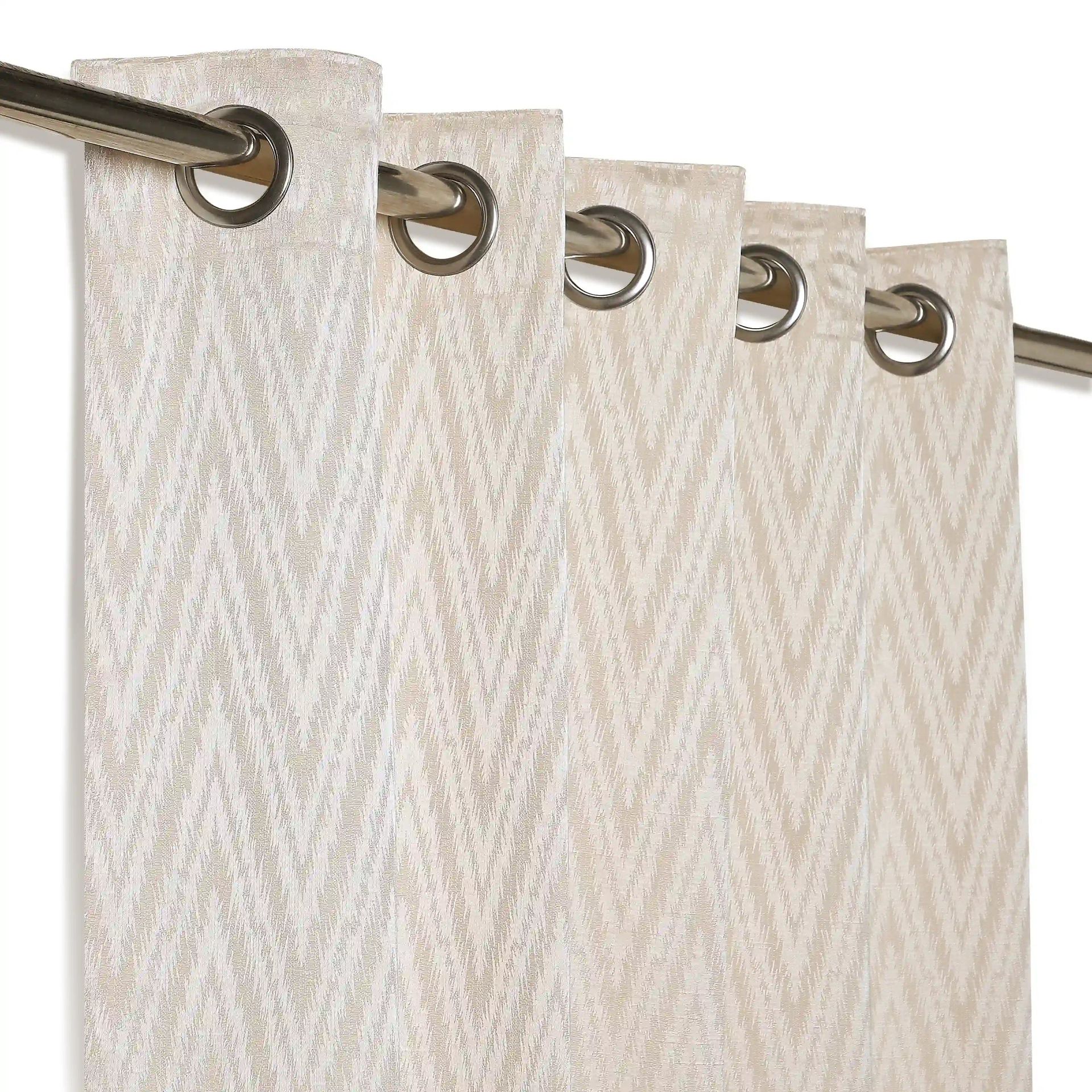 Jacquard Polyester Cotton blend Ivory Set of 2 Window Curtains | De Jacquard Classic