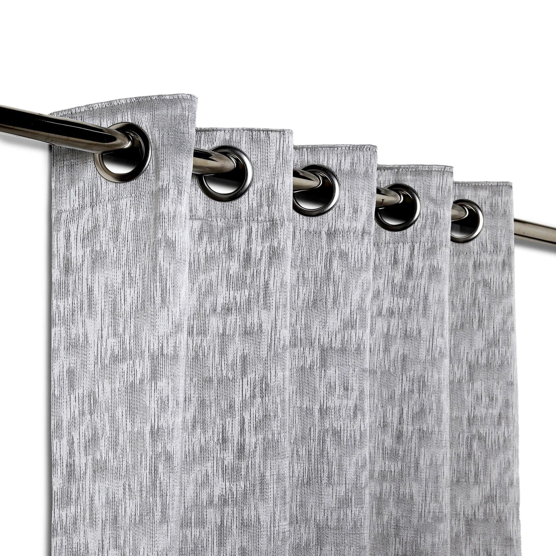 Jacquard Polyester Cotton blend Ash Set of 2 Long Door Curtains | De Jacquard Classic