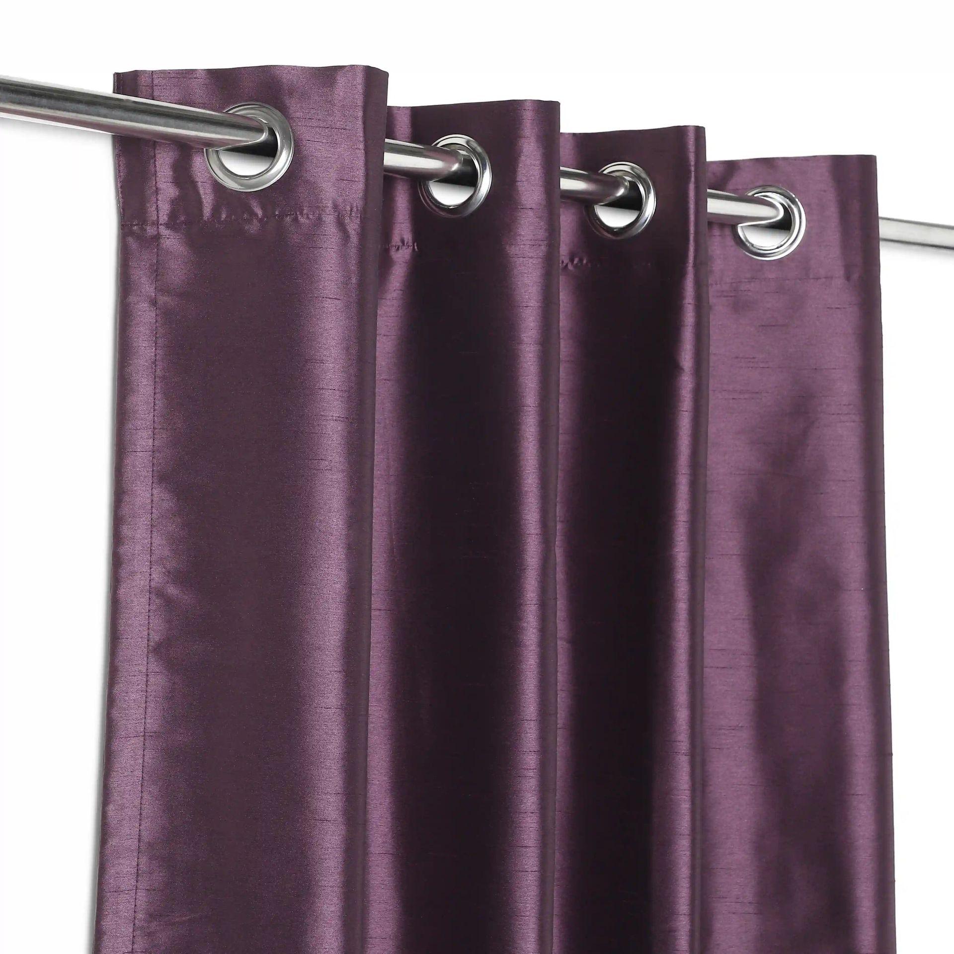 Solid Dyed 100% Polyester Deep Violet Set of 2 Door Curtains | Paleto