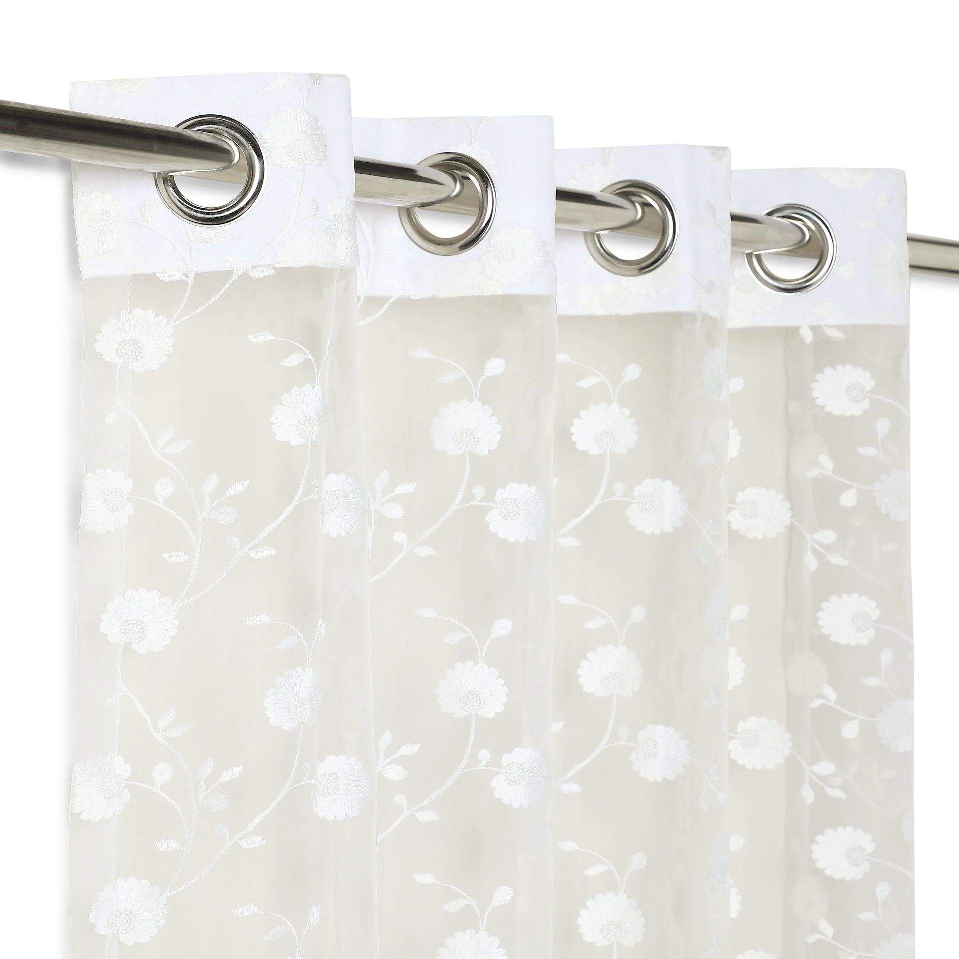 Sheer 100% Polyester Arctic White Set of 2 Door Curtains | Velina