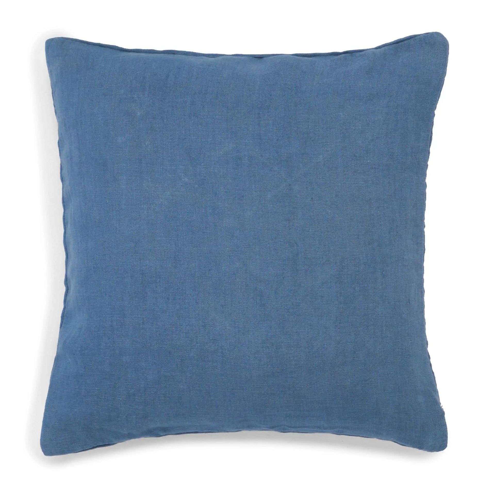 Ethnic 100% Linen Denim Blue Cushion Cover | Estrella