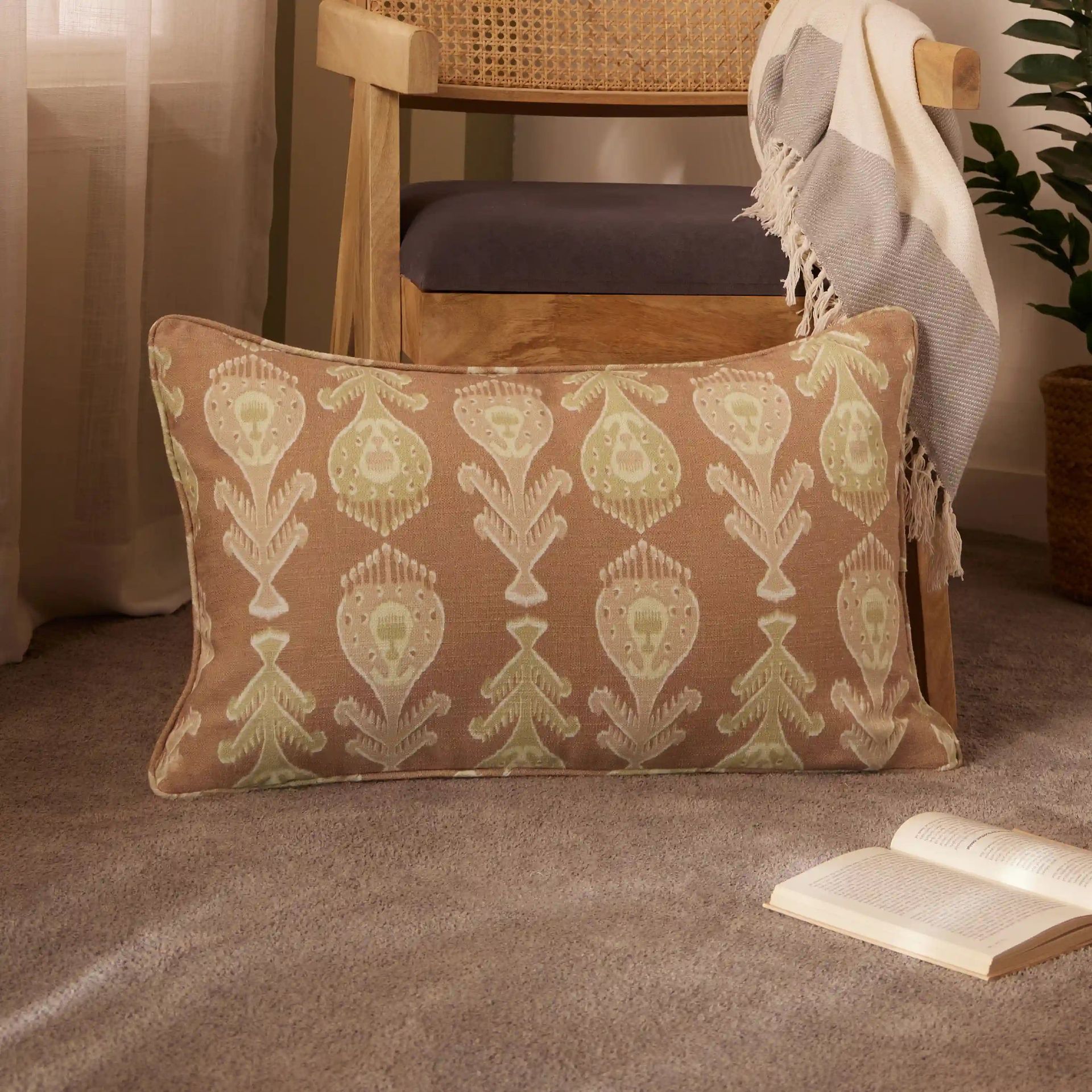 Ethnic Polyester Blend Rust Cushion Cover | Estrella