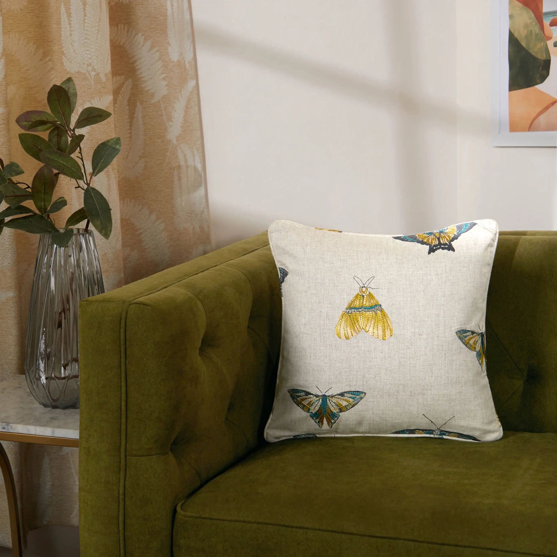 Graphic Viscose Linen Blend Mystic Teal Cushion Cover | Estrella