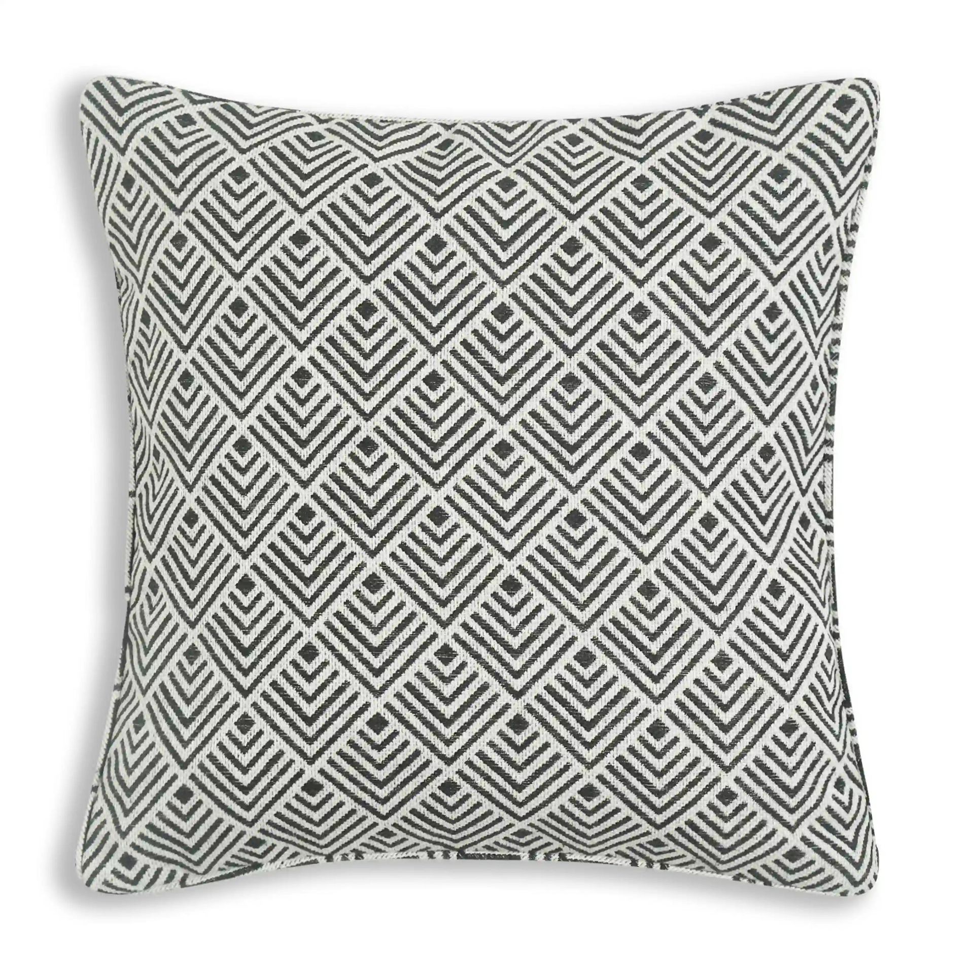 Geometric Polyester Blend Black Cushion Cover | Espricia