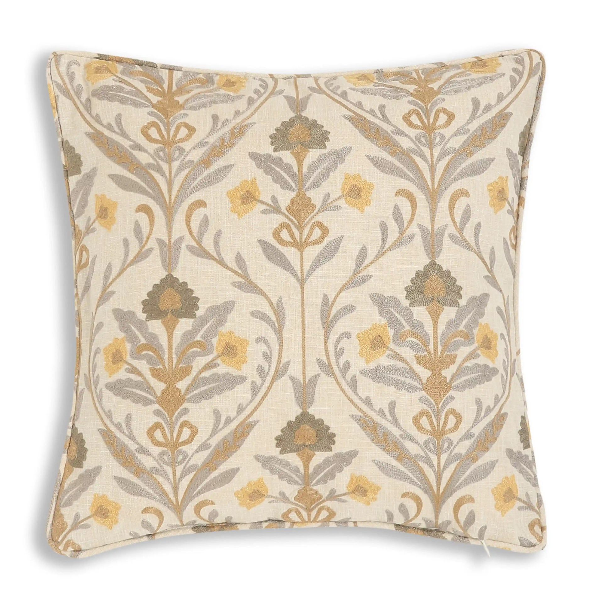 Indian Heritage Polyester Cotton Blend Baked Sand Cushion Cover | Espricia