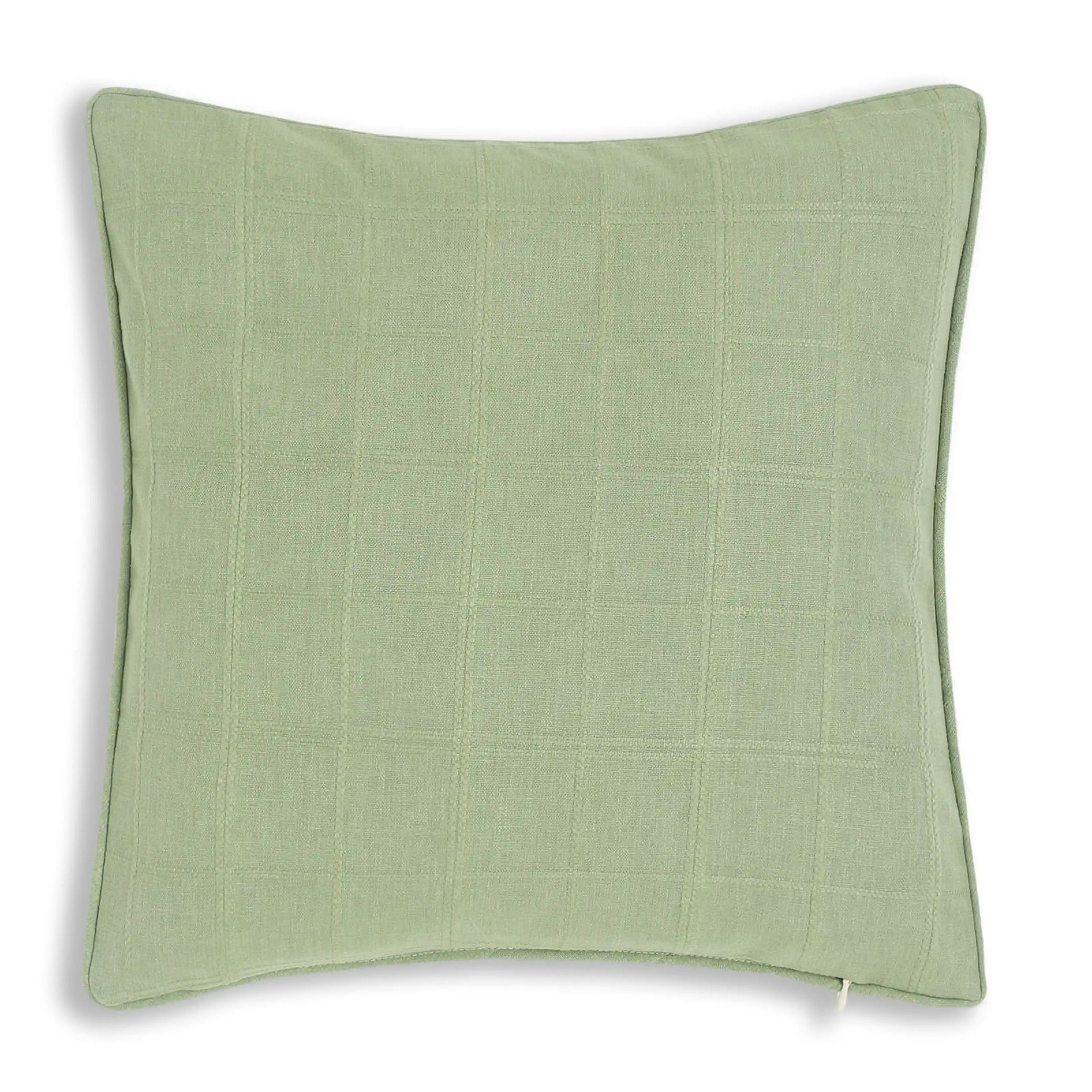 Geometric Polyester Cotton Blend Sage Cushion Cover | Espricia