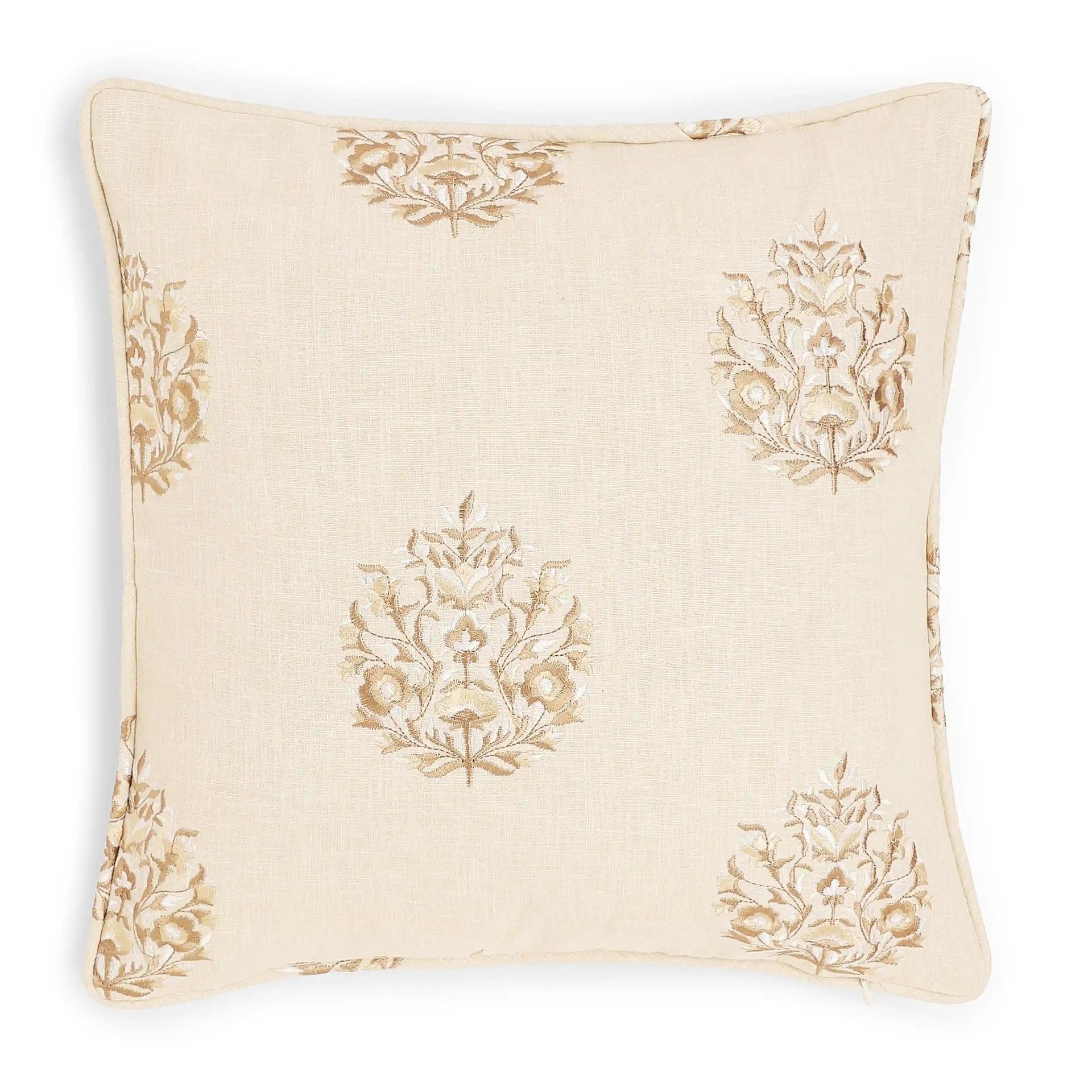 Indian Heritage Polyester Cotton Blend Wheat Whisper Cushion Cover | Espricia