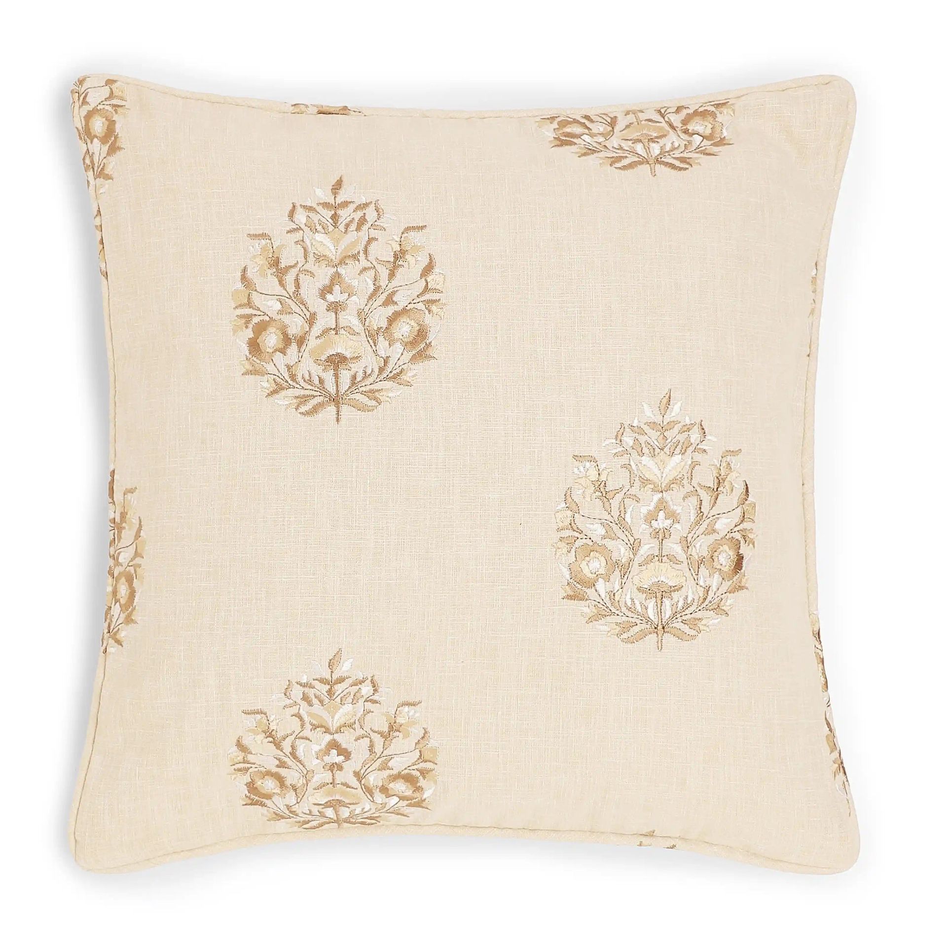 Indian Heritage Polyester Cotton Blend Wheat Whisper Cushion Cover | Espricia