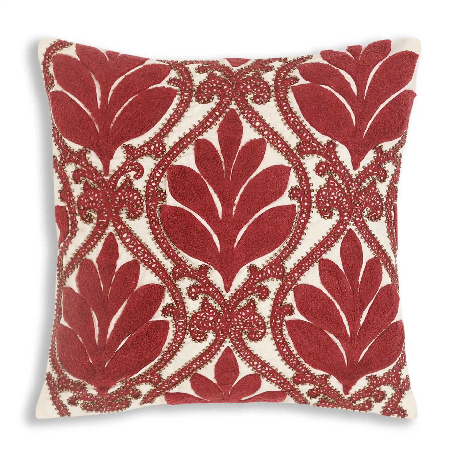 Indian Heritage 100% Cotton Crimson Cushion Cover | Espricia
