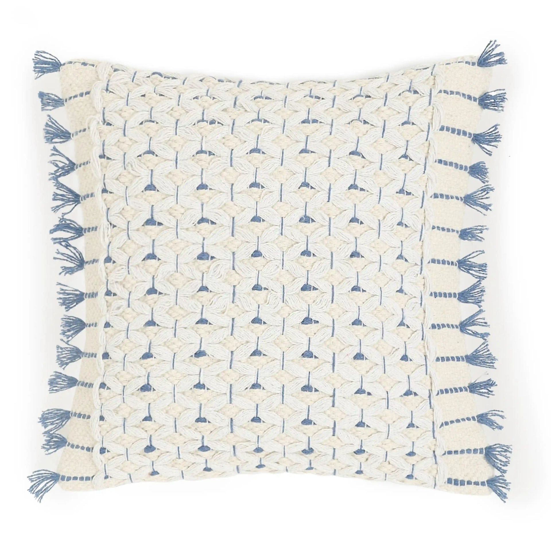 Geometric 100% Cotton Dusty Blue Cushion Cover | Espricia