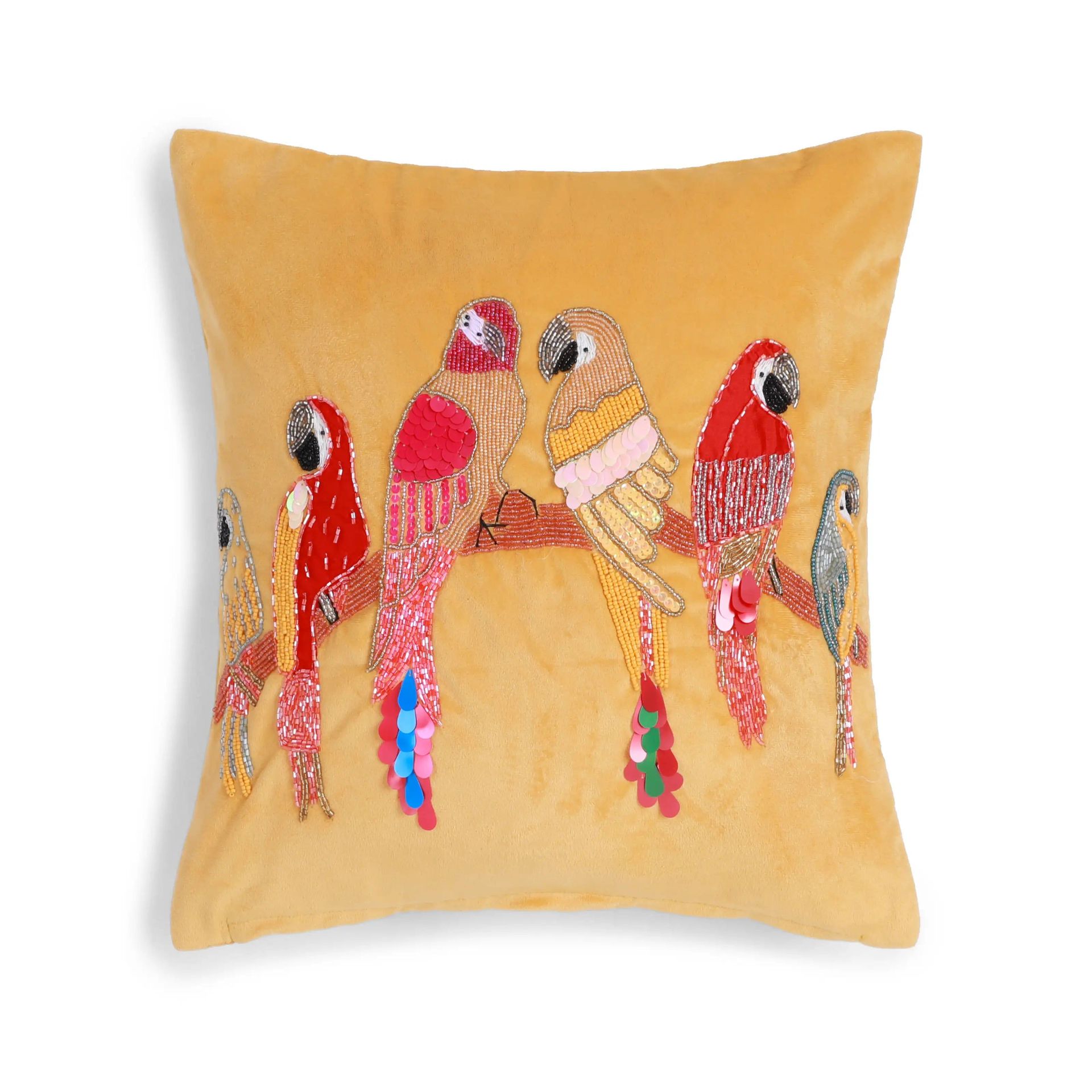 Indian Heritage Velvet Golden Glow Cushion Cover | Espricia