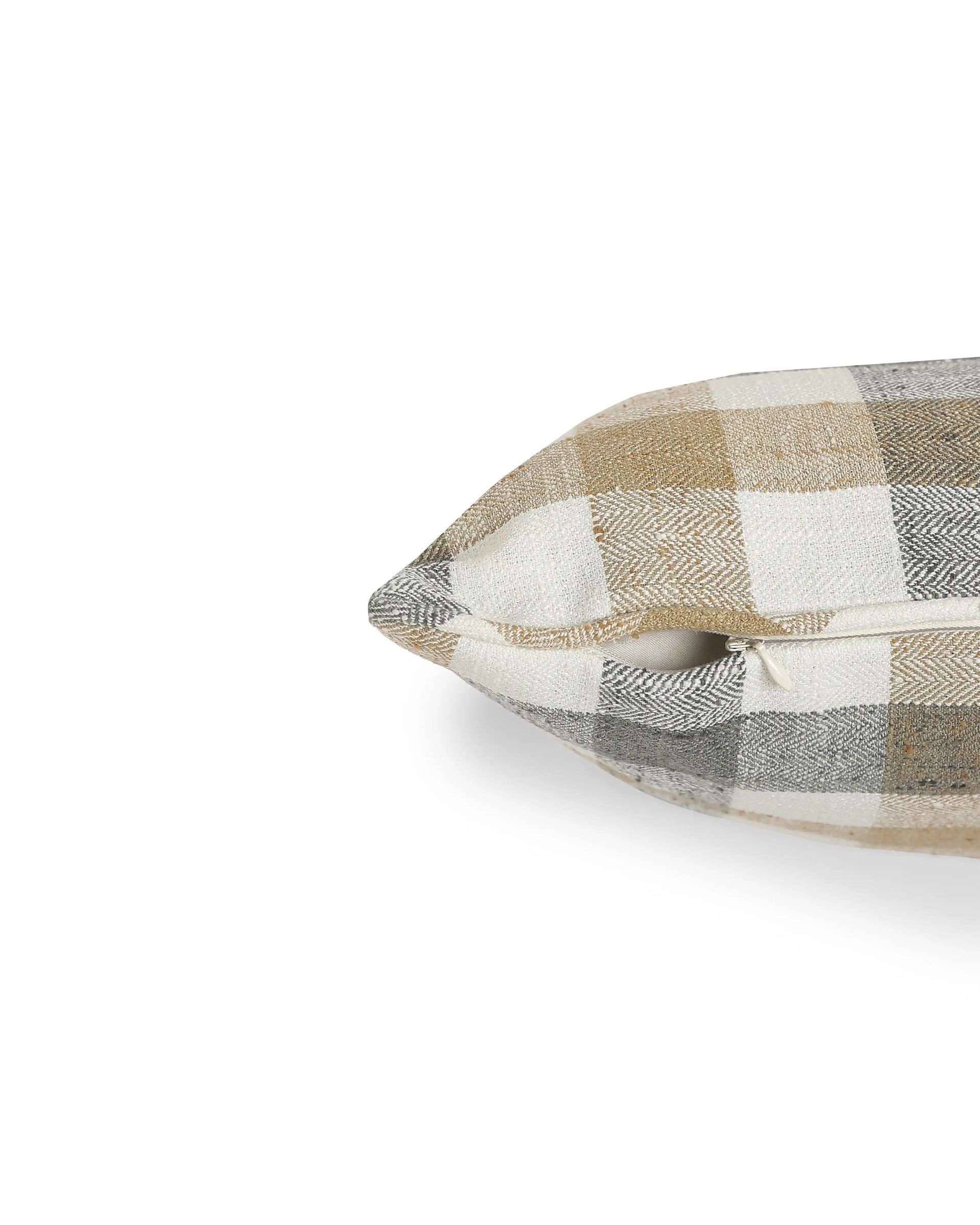 Geometric 100% Polyester Beige Cushion Cover | Espricia
