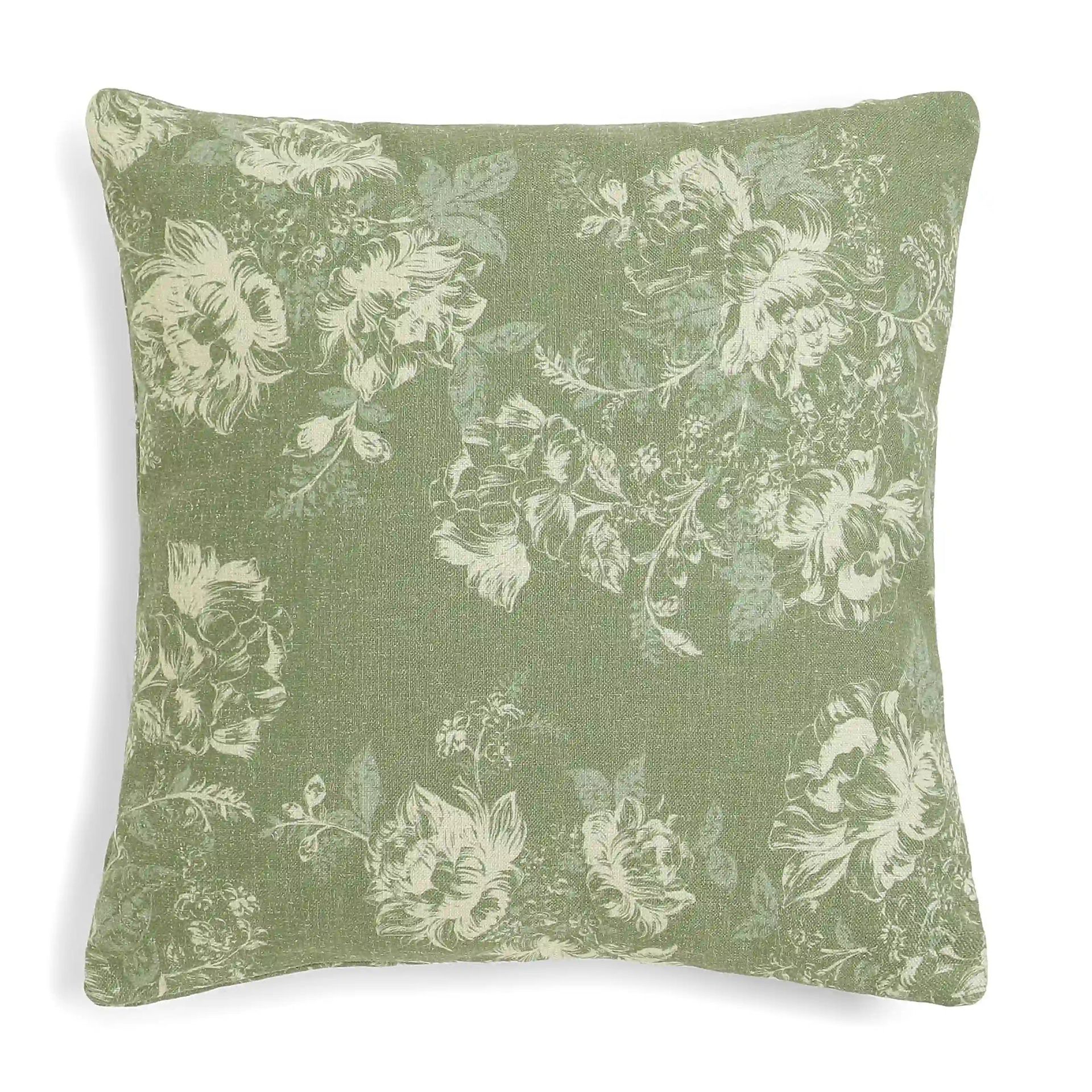 Floral Polyester Blend Olive Cushion Cover | Vissencia