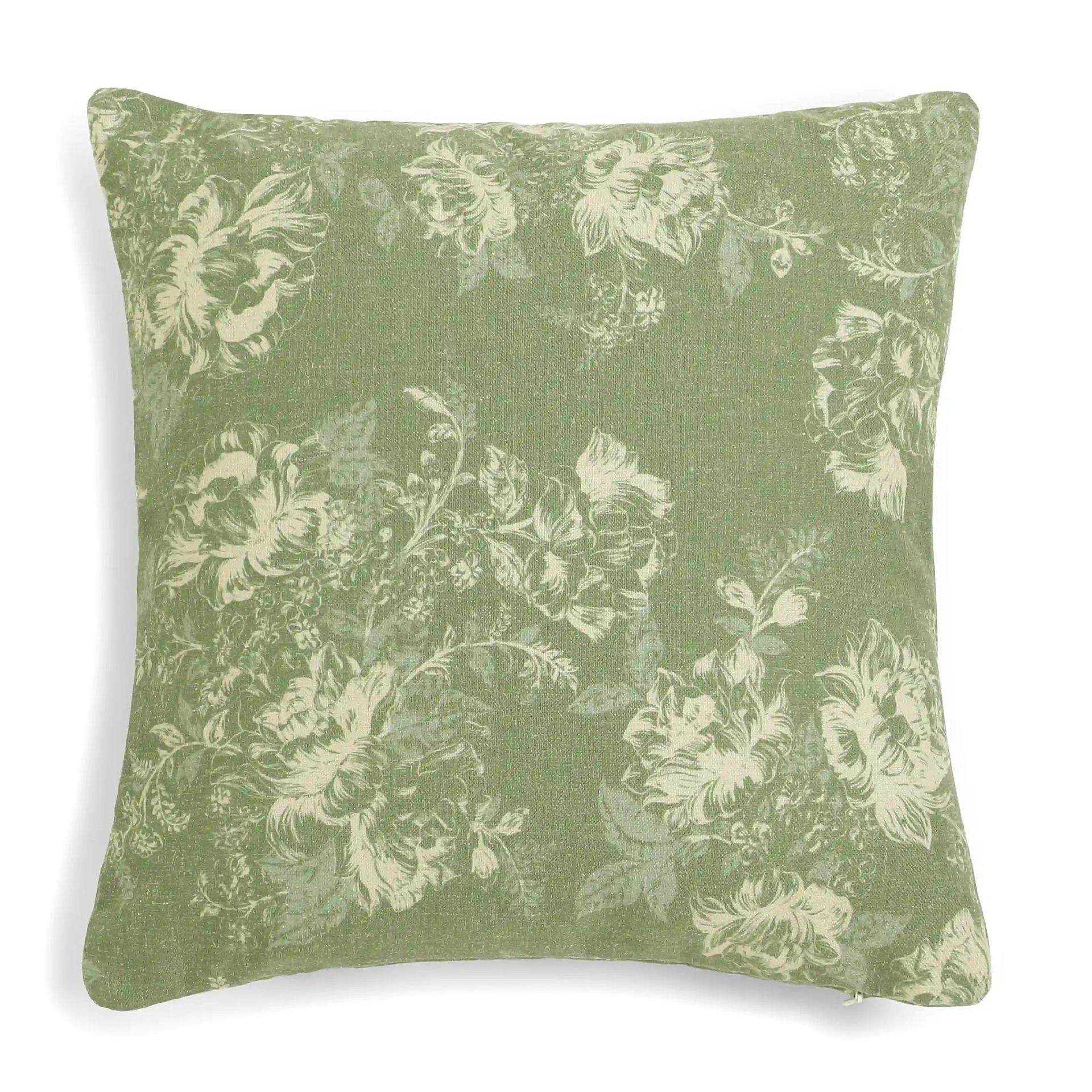 Floral Polyester Blend Olive Cushion Cover | Vissencia