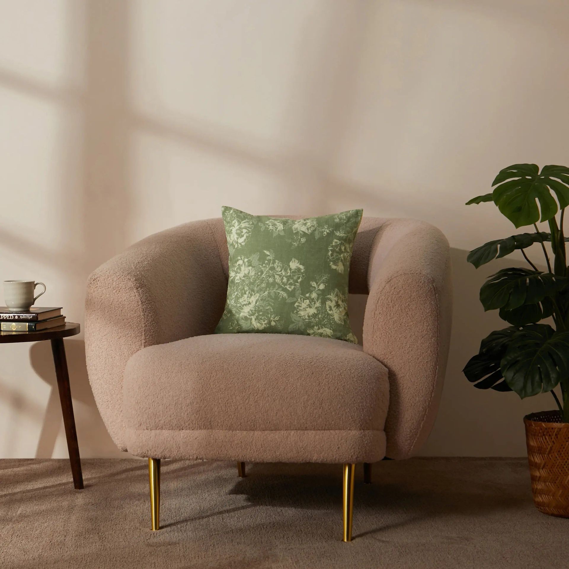 Floral Polyester Blend Olive Cushion Cover | Vissencia
