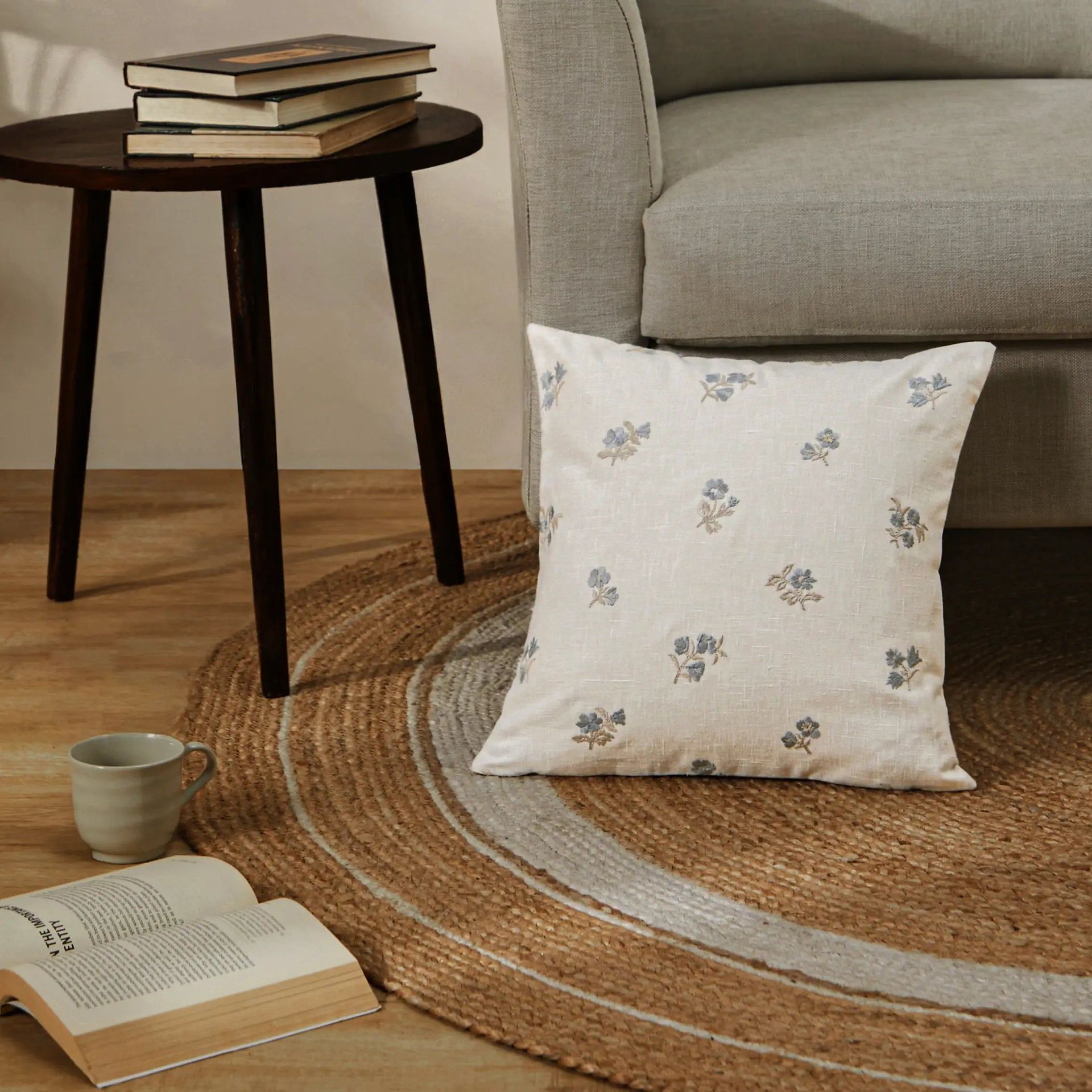 Indian Heritage Polyester Blend Aqua Breeze Cushion Cover | Vissencia